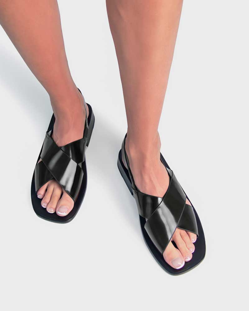 Stylish Black Leather Slingback Sandals for Women - Comfortable Heeled Dress Shoes for Summer, Weddings & Office Wear