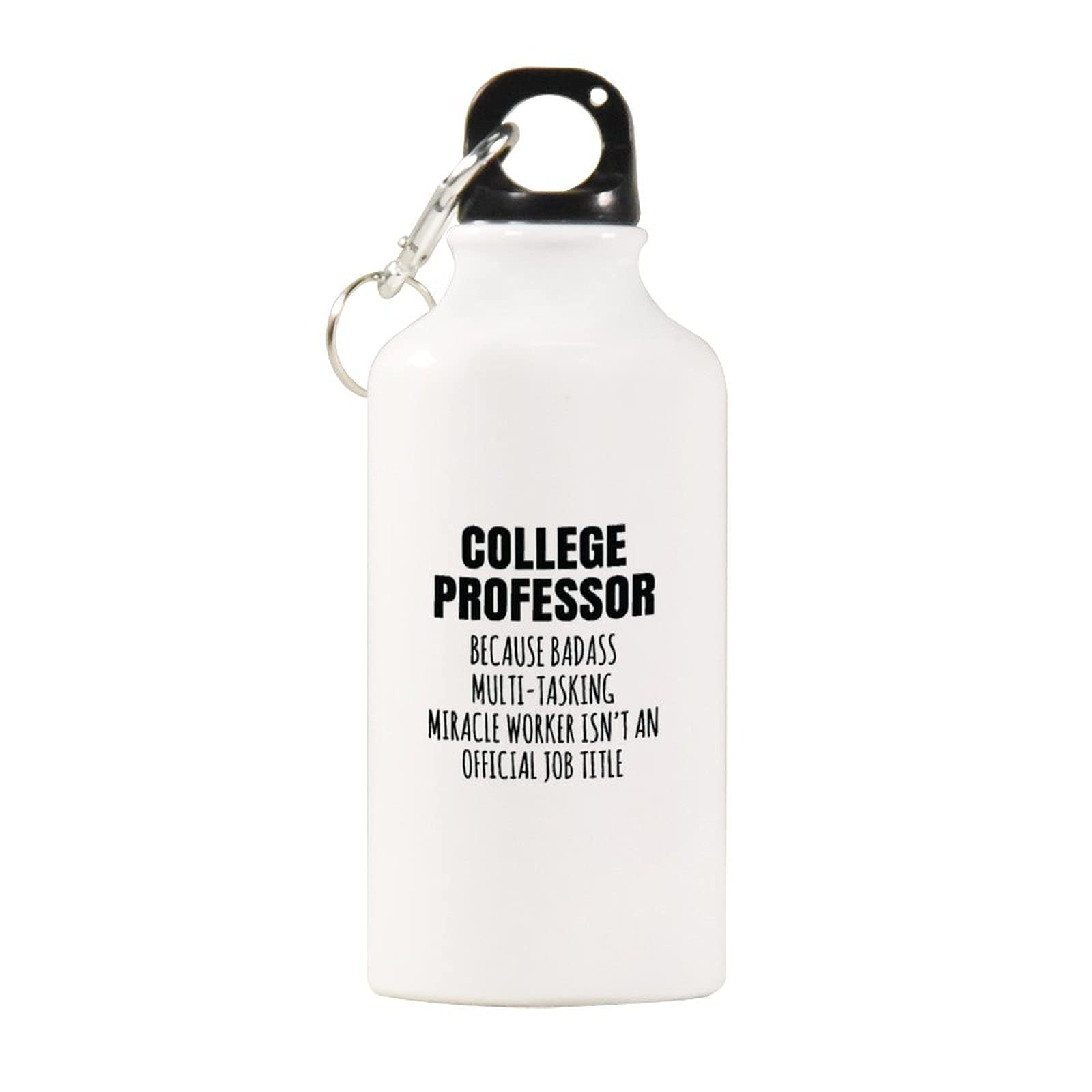 20oz Insulated Stainless Steel Sports Water Bottle with Carabiner Clip - Leakproof College Professor Design for Gym, Hiking & Outdoor Activities - Funny White Water Bottle for Students & Teachers