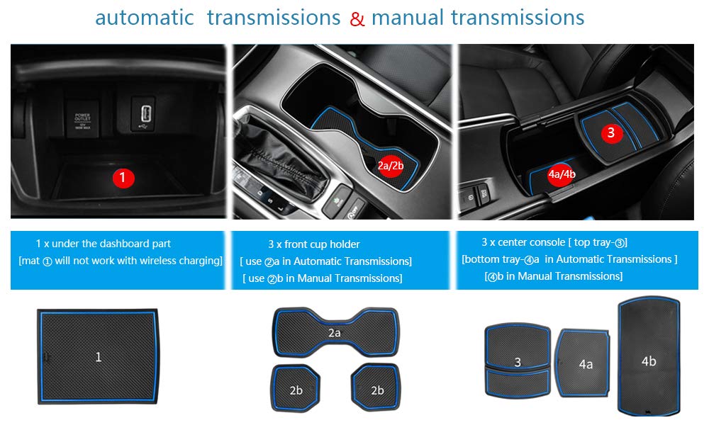 17-Piece Anti-Dust Car Mats Set for Honda Accord 2018-2022 Models - Cup Holder Inserts, Center Console Liner & Door Pocket Liners (Blue) | Premium Interior Protection Accessories for Daily Commuting & Road Trips