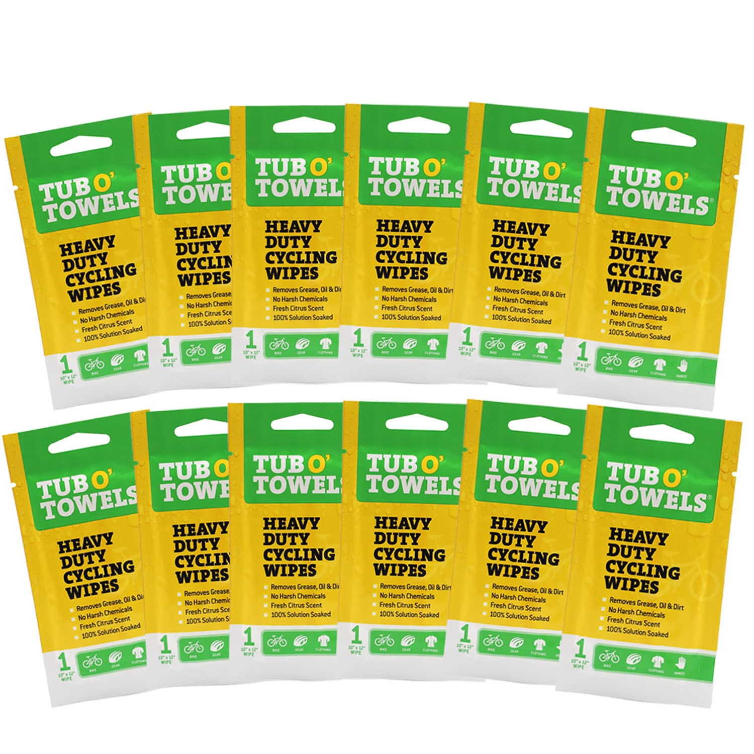 **Heavy Duty Cycling Wipes – Individually Wrapped Bike Cleaning Towels for Bikes, Helmets & Gear | 12-Pack | Perfect for On-the-Go Cleaning & Maintenance**