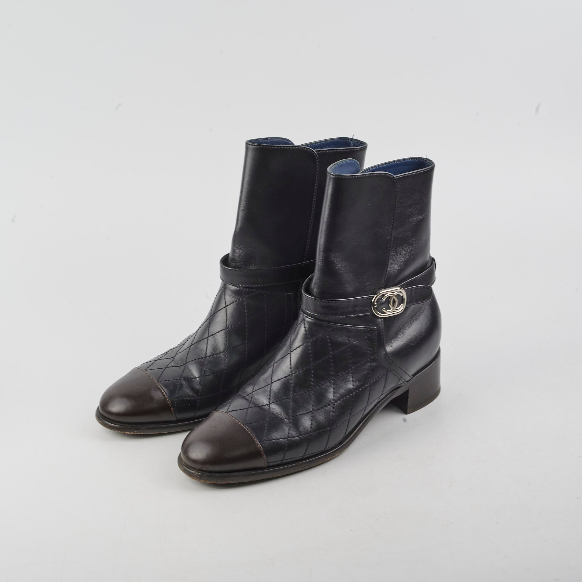 Chanel Black Leather Ankle Boots Women's Size 38 - Stylish & Comfortable for Office, Party & Night Out