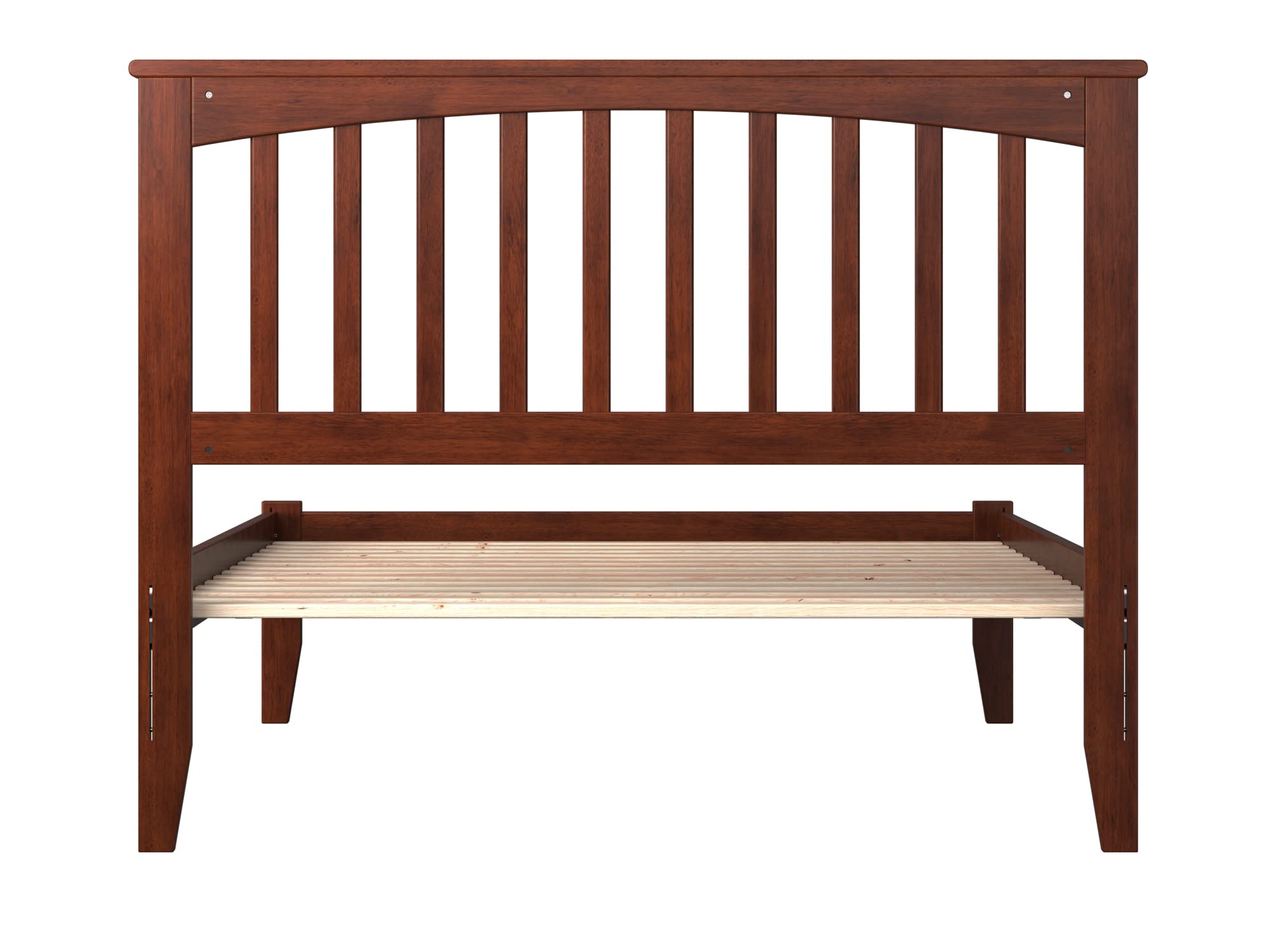 AFI Mission Full Platform Bed Frame with USB Charging Ports - Solid Walnut Wood Queen Size Bed for Modern Bedroom - Perfect for Small Spaces & USB Device Charging