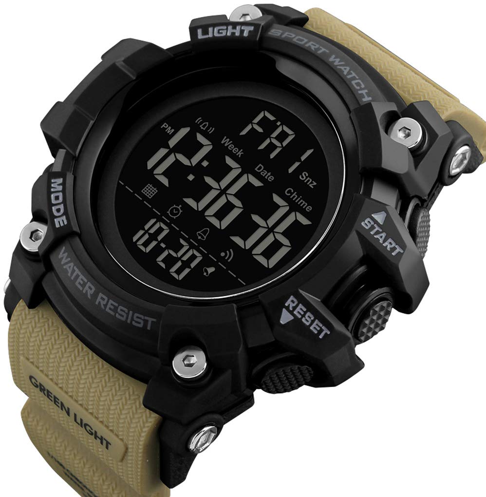 Gosasa Men's Sports Watch - Waterproof Digital LED Stopwatch with Countdown, 12/24 Hour Display, Multifunctional Wristwatch for Running, Swimming & Outdoor Activities