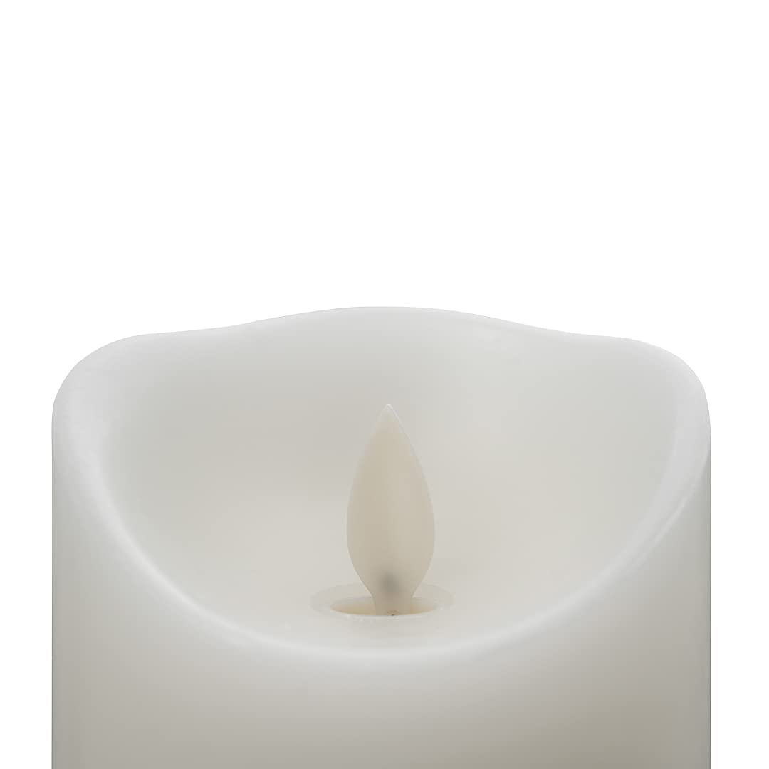 Restaurantware 3 x 8.7 Inch Flameless LED Pillar Candles - 10 Pack Programmable Dancing Flame, Real Wax Battery Operated Candles for Weddings, Parties & Home Decor (White, Remote Sold Separately) - Perfect for Centerpieces, Romantic Dinners & Holiday Decorations