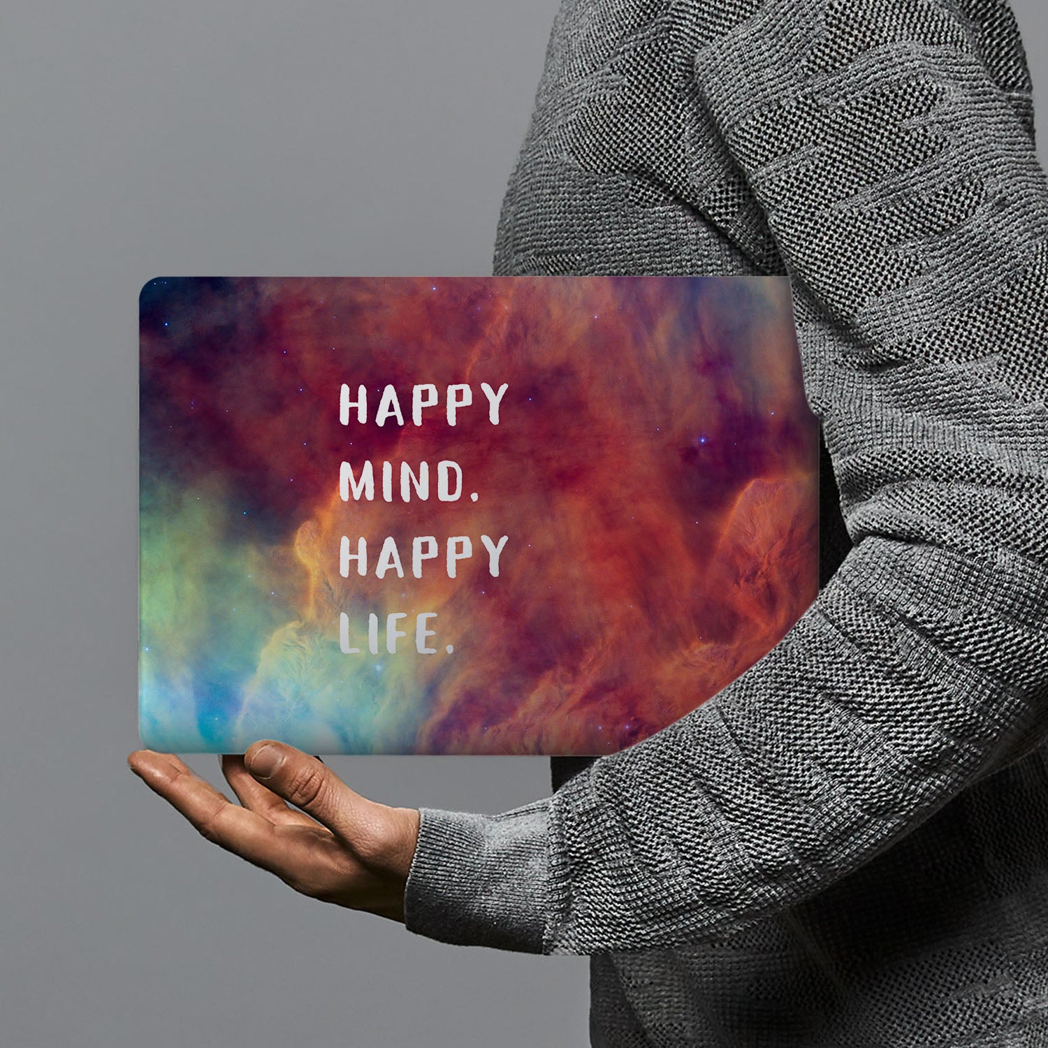 MacBook Case with Positive Quote - 'Happy Mind Happy Life' - Durable Protective Cover for MacBook Air/Pro - Perfect for Work, Travel & Daily Use