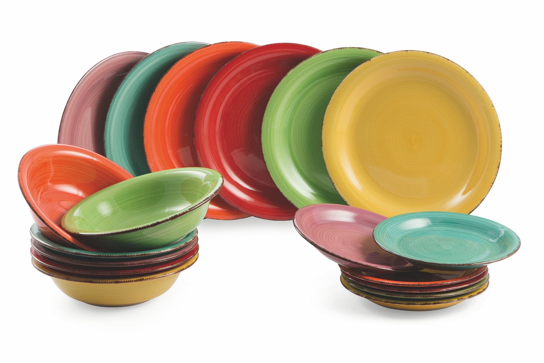 VILLA D'ESTE 36-Piece Ceramic Dinnerware Set - Stoneware Plates for 12 Persons, Assorted Colors, Elegant Baita Design - Perfect for Dinner Parties, Restaurants & Home Decor
