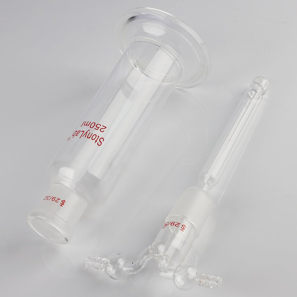 Stonylab Gas Washing Bottle - 250ml Borosilicate Glass with 29/32 Standard Joint & 8mm Serrated Hose - Ideal for Chemistry Labs, Gas Purification & Science Experiments