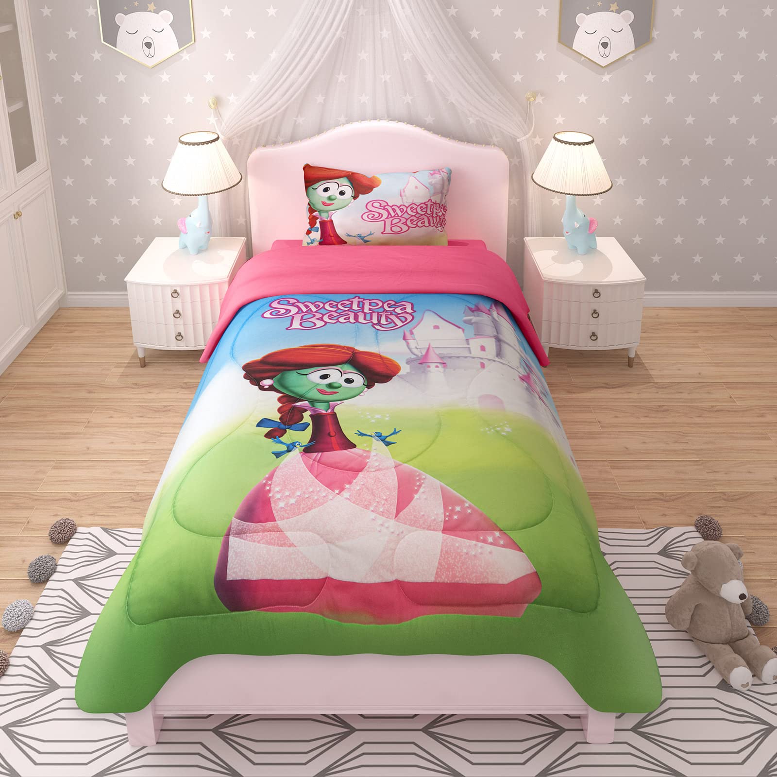 SweetpeaBeauty Kids Bedding Set - Soft Twin Bed Sheets & Comforter for Toddler Girls, Cute Themed Nursery Bedroom Decor, Perfect for Kids Room, Birthday Gift and Sleepover Parties