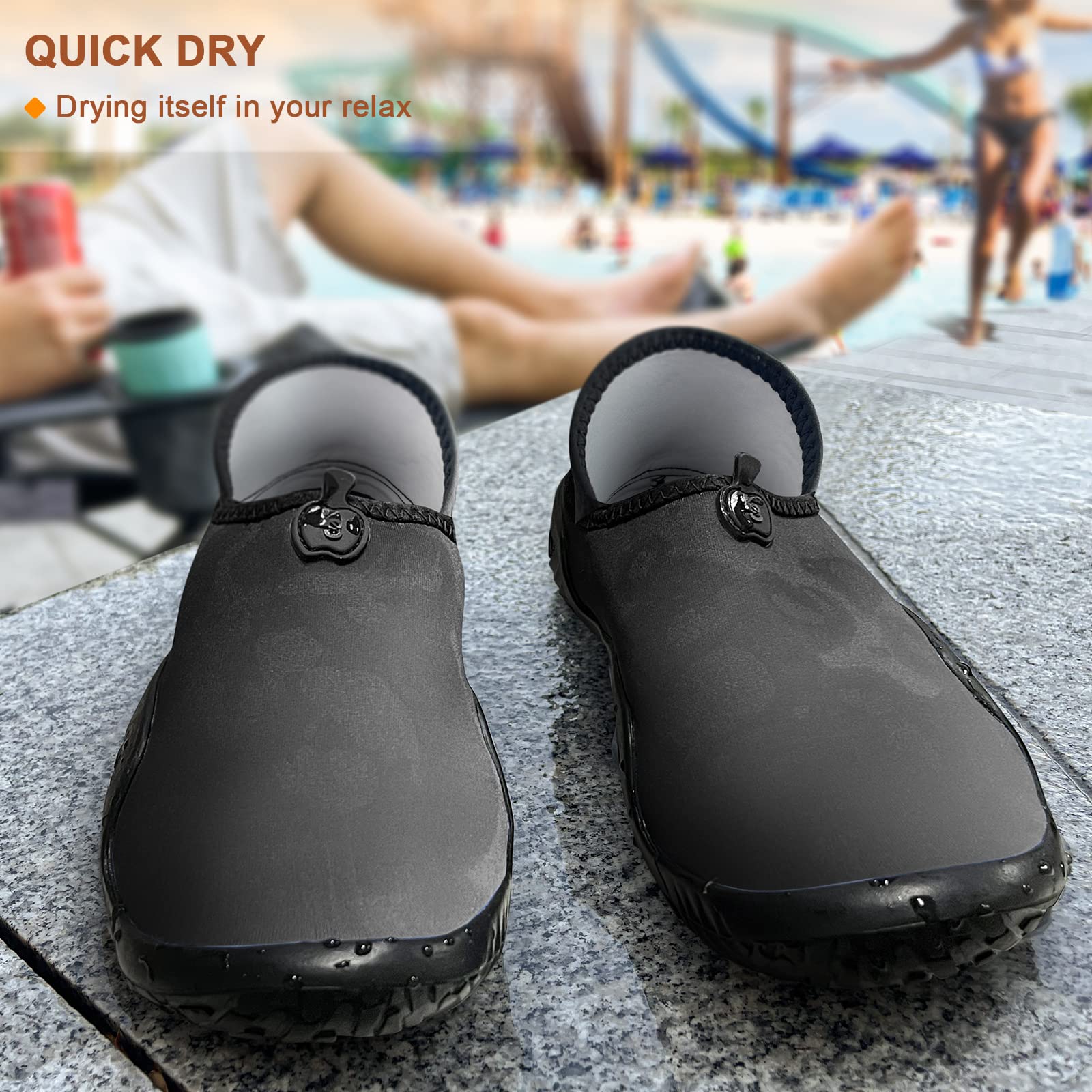 BULLIANT Men's Water Shoes - Slip On Swim Shoes for Beach, Pool & Aqua Sports - Barefoot Quick Dry Shoes with Stretch Fit - Perfect for Swimming, Surfing, Kayaking & Water Activities