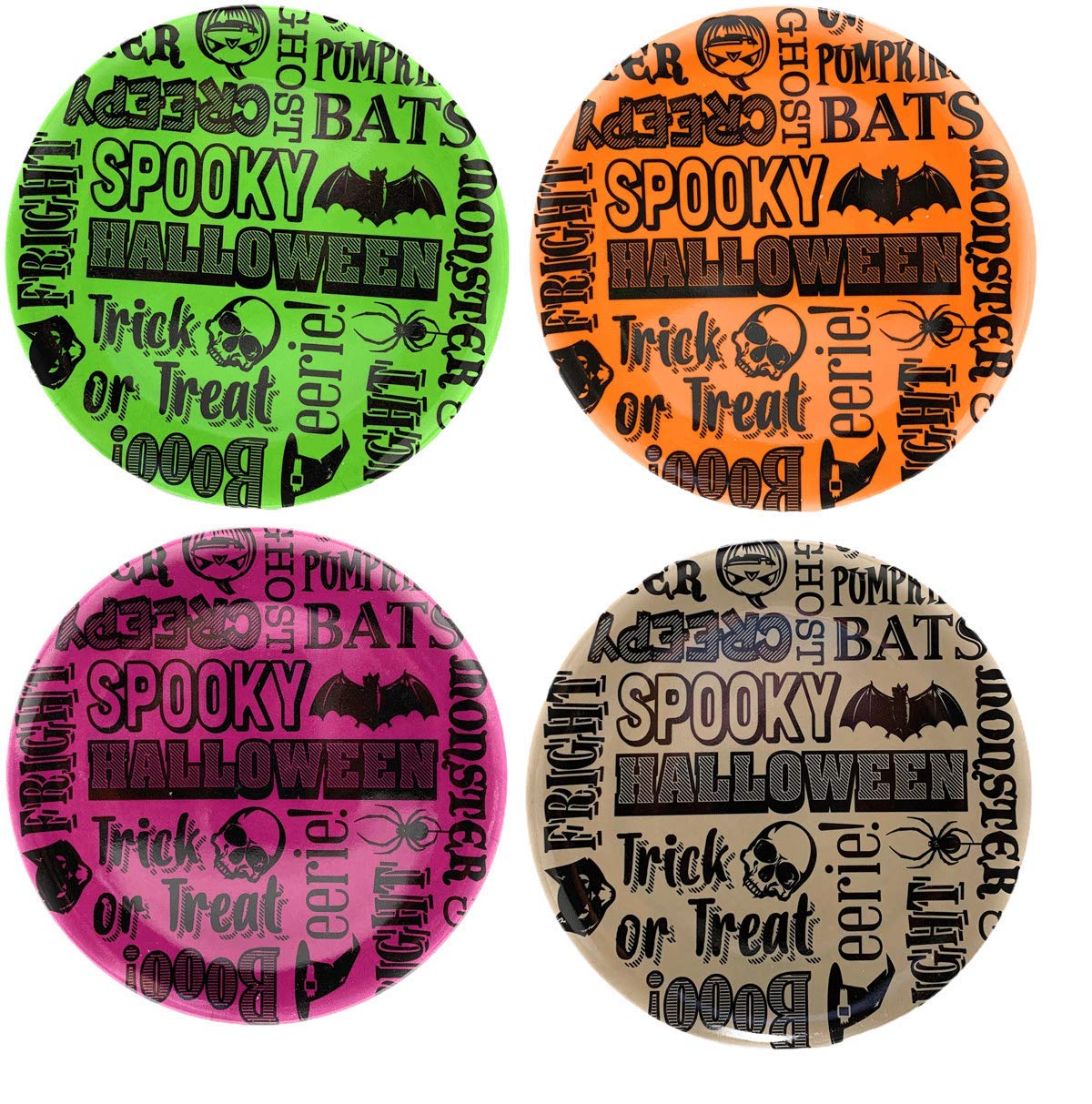 Regent Halloween Melamine Plates Set of 4 - Spooky Monster Bats Design for Salad & Dessert - Perfect for Halloween Parties, Themed Dinners & Seasonal Decor