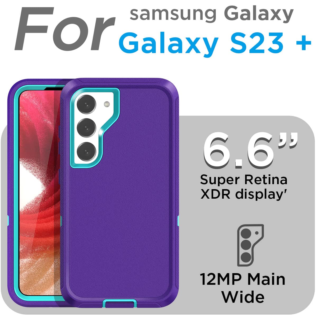 Rugged Heavy Duty Samsung Galaxy S23 Plus Case with Screen Protector - Military Grade Shockproof & Drop Protection for Samsung S23 Plus 5G - Perfect for Outdoor Adventures, Construction Work & Extreme Sports