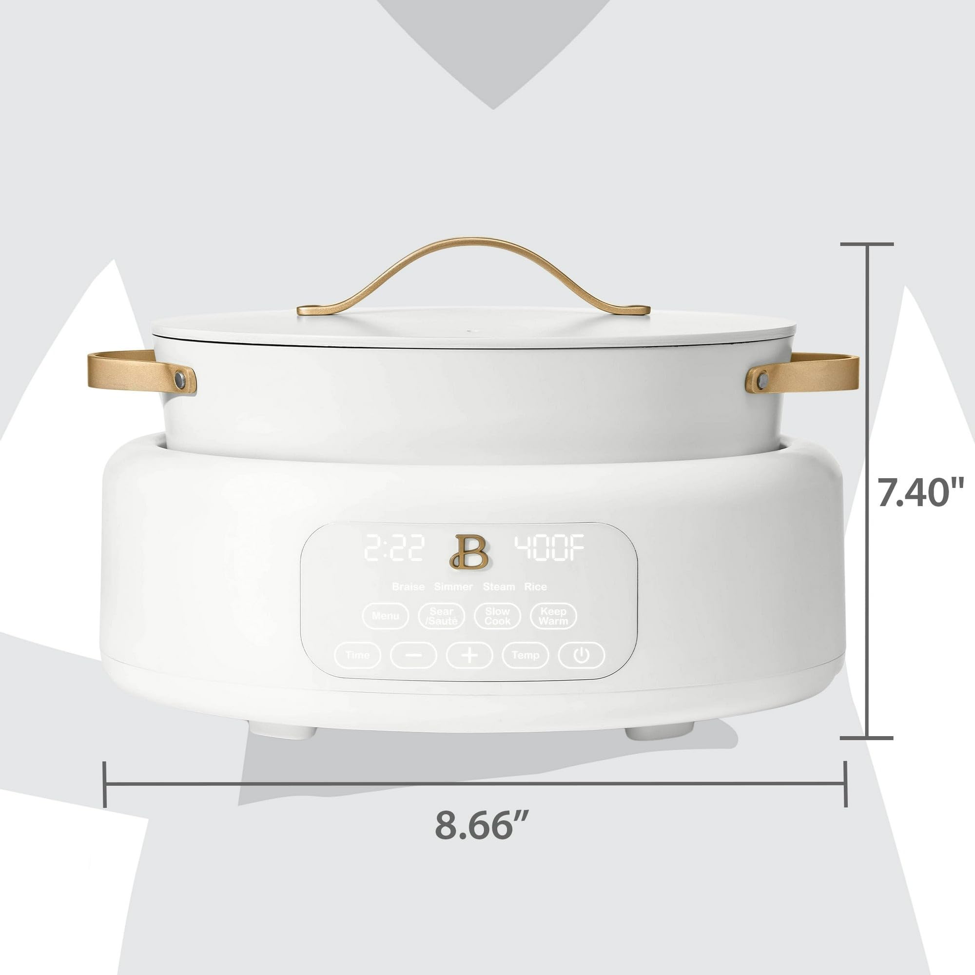 Drew Barrymore 10-in-1 6qt Electric Multi-Cooker with 7 Cooking Functions, Touch Screen Display, Oven-Safe Pot & Lid, Stainless Steel Handles - Perfect for Pressure Cooking, Slow Cooking, Sautéing, Steaming, Rice Making, Yogurt & More (White Icing)