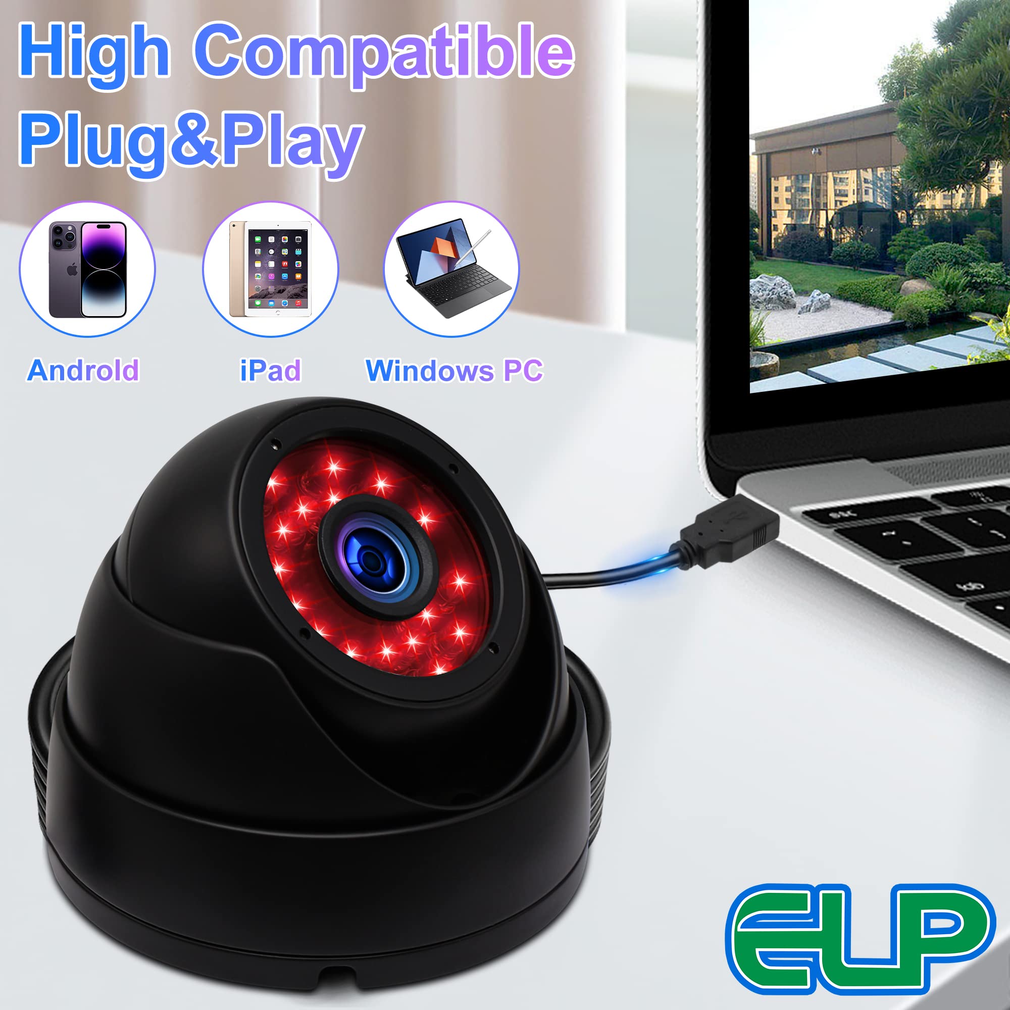 USB Infrared Webcam with Day/Night Vision - Waterproof Indoor/Outdoor Security Camera for PC, CCTV, and Laser Engraving | Perfect for Home Surveillance, Office Monitoring & Lightburn Laser Cutting