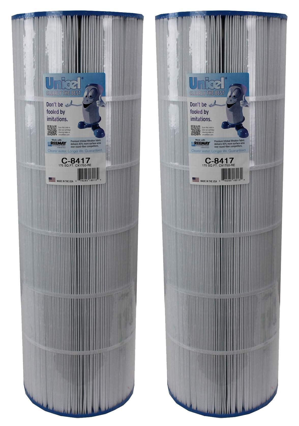 Unicel C-8417 175 Sq Ft Pool Filter Cartridge Replacement - 202 Pleats Media, Compatible with Hayward & Waterway Pools (2 Pack) - Perfect for Inground & Above Ground Pool Maintenance, Swimming Pool Filtration System