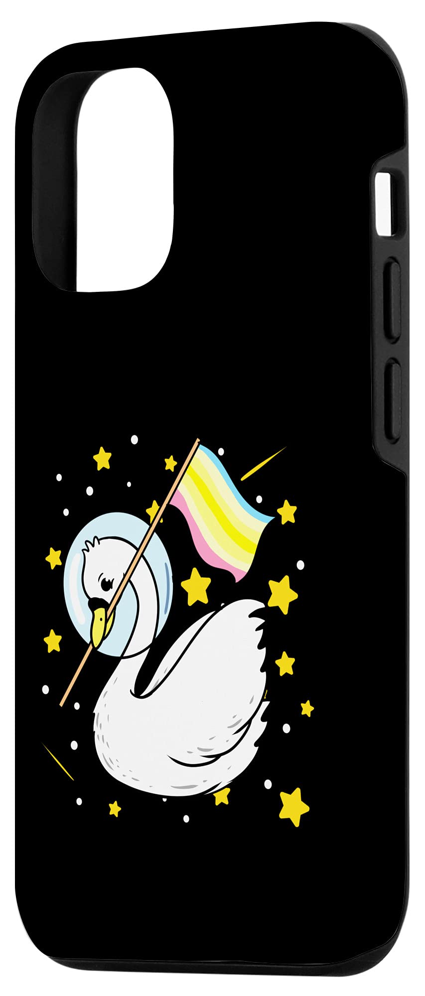 iPhone 12/12 Pro Case - Swan in Space Transneutral Pride Protective Cover | Durable Slim Fit Phone Case for LGBTQ+ Support, Everyday Use & Special Occasions