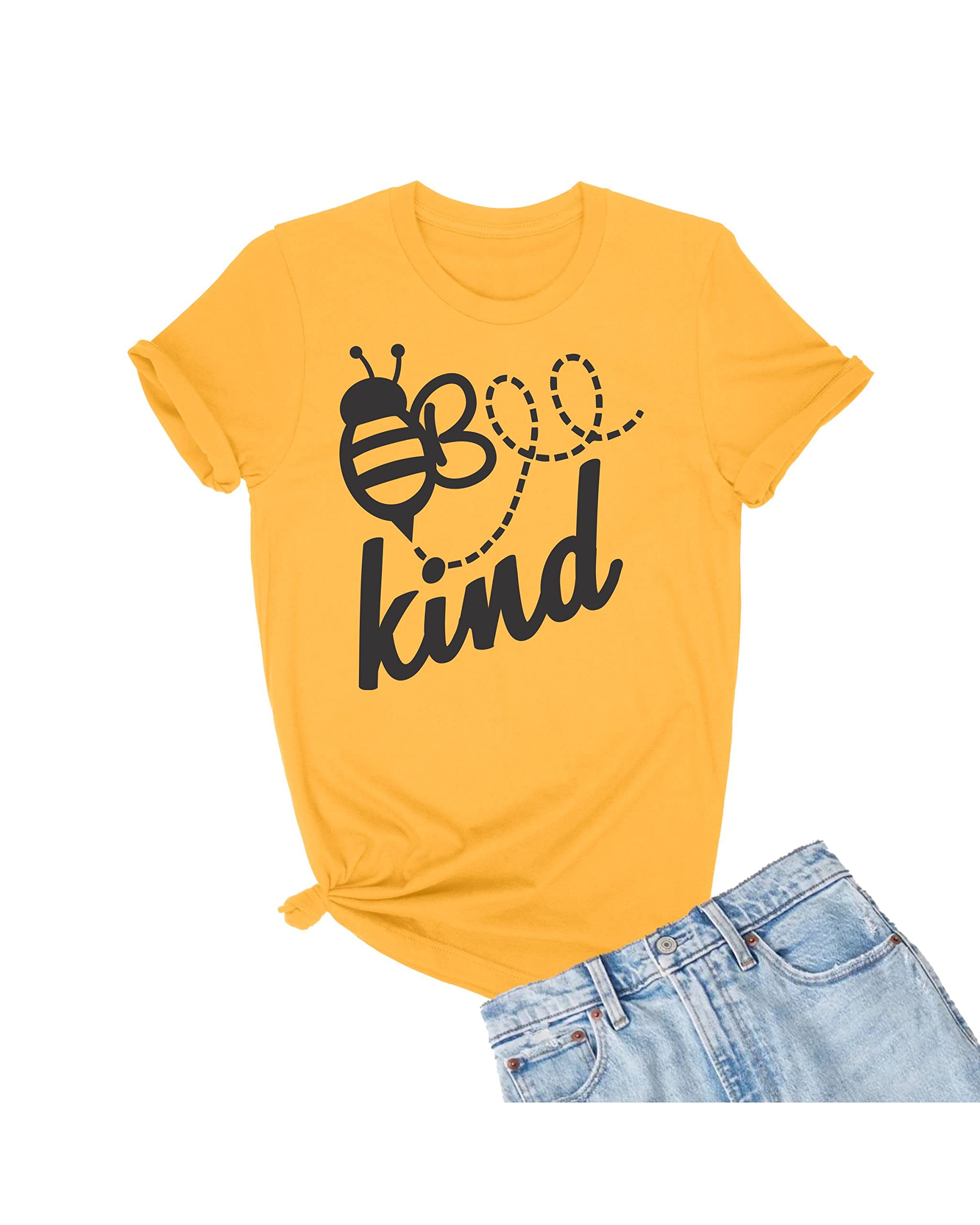 Go All Out Adult Bee Kind T-Shirt - Funny Cute Bee Graphic Tee for Women & Men - Perfect for Casual Wear, Animal Lovers & Nature Enthusiasts