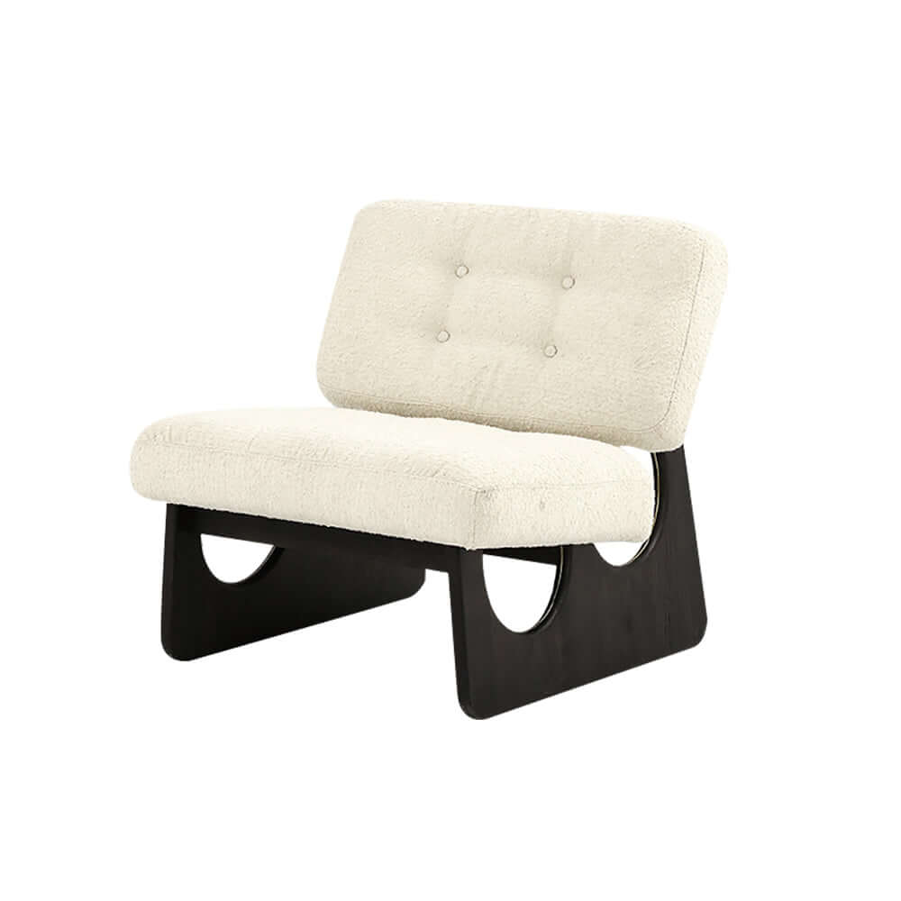 Modern Boucle Sherpa Lounge Chair - White & Black Accent Chair with Ash Wood Upholstery - Perfect for Living Room, Bedroom or Office Decor