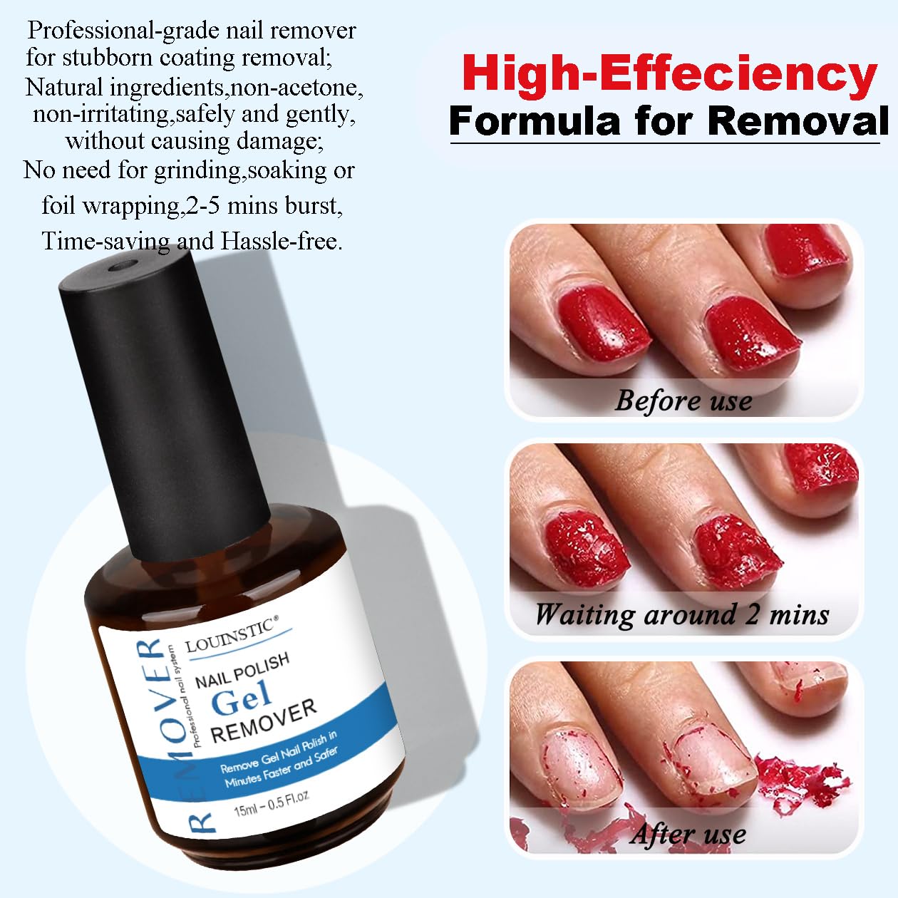 Quick Gel Nail Polish Remover Kit - 3-5 Minutes with Cuticle Oil & Tape for Salon & Home Use
