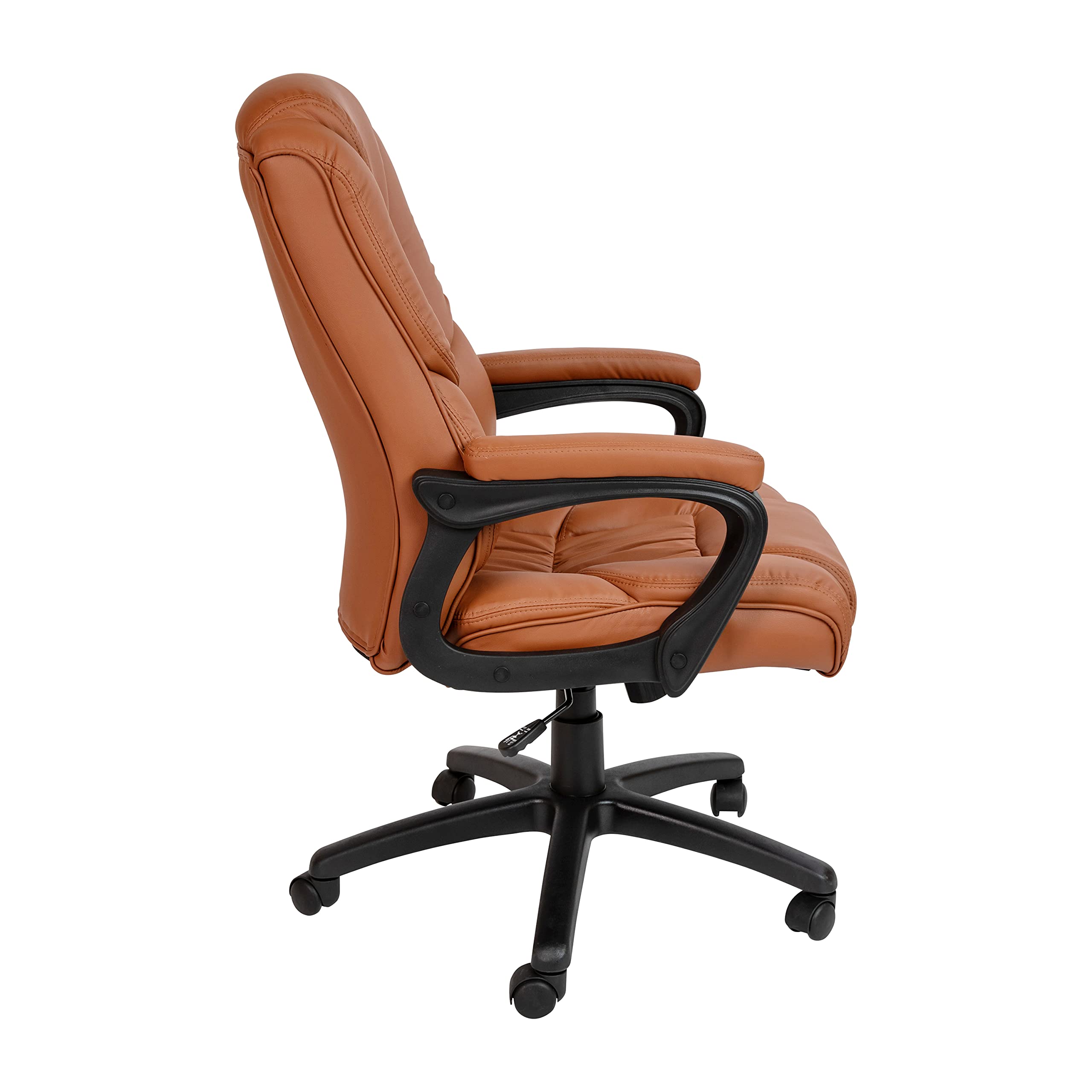 Big & Tall 400 lb. Rated Brown LeatherSoft Swivel Office Chair with Padded Arms - Heavy Duty Executive Desk Chair for Home & Office Workspace