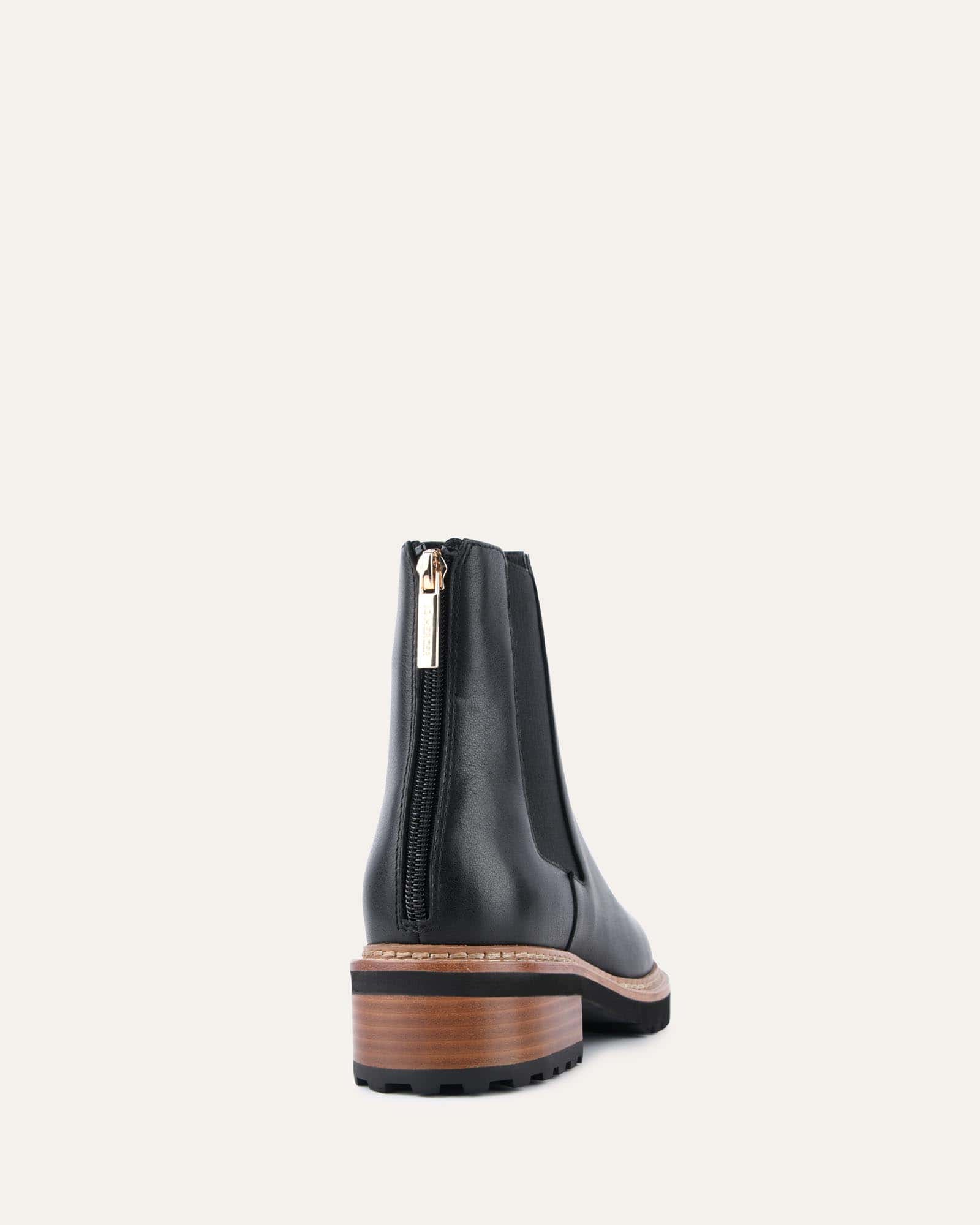 SAMIRA Women's Black Leather Flat Ankle Boots - Comfortable & Stylish for Casual Wear, Office & Everyday Outfits
