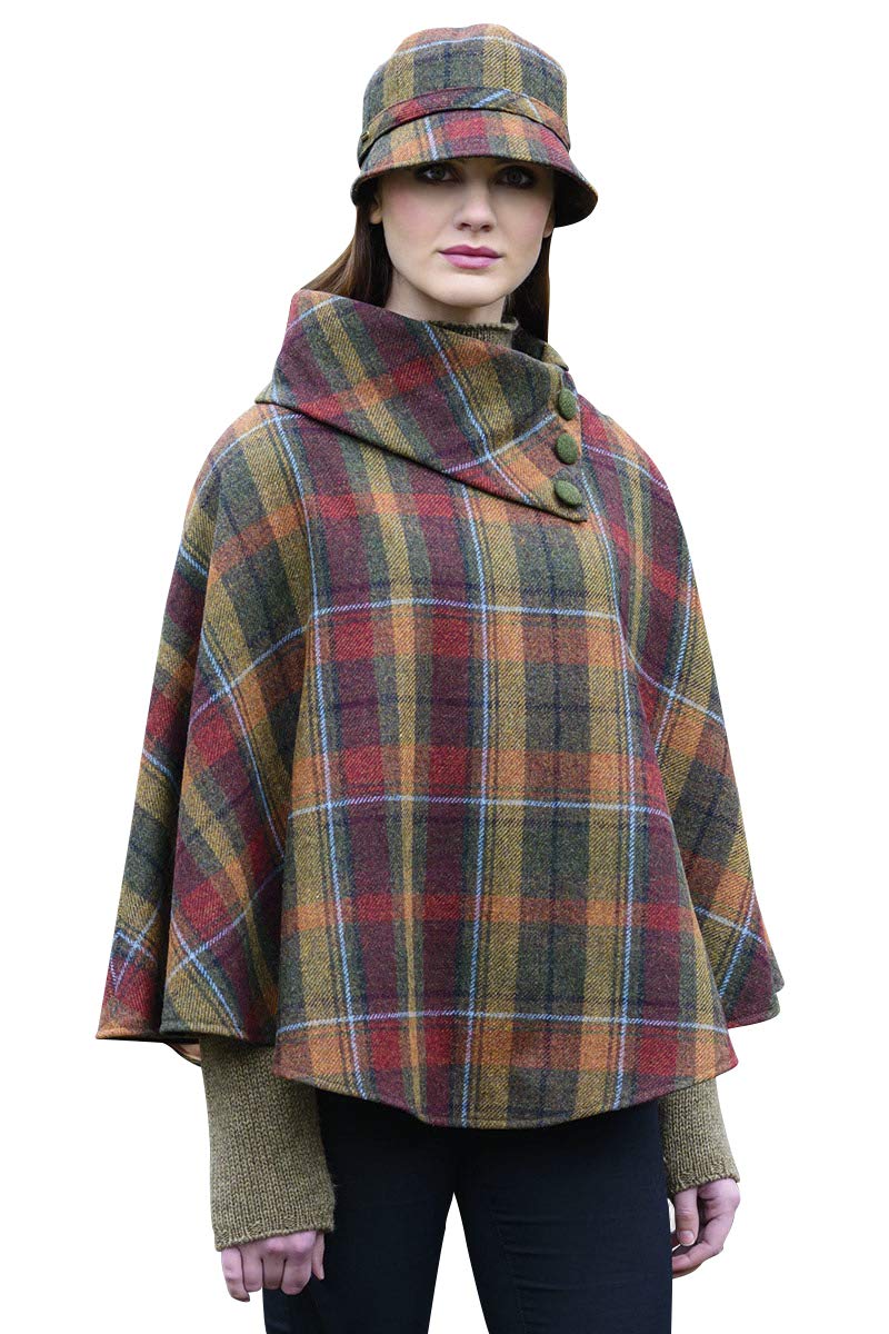 Authentic Irish Tweed Poncho for Women - 100% Pure Irish Wool Handmade in Ireland - One Size Fits Most - Perfect for Fall Fashion, Outdoor Adventures & Cozy Evenings