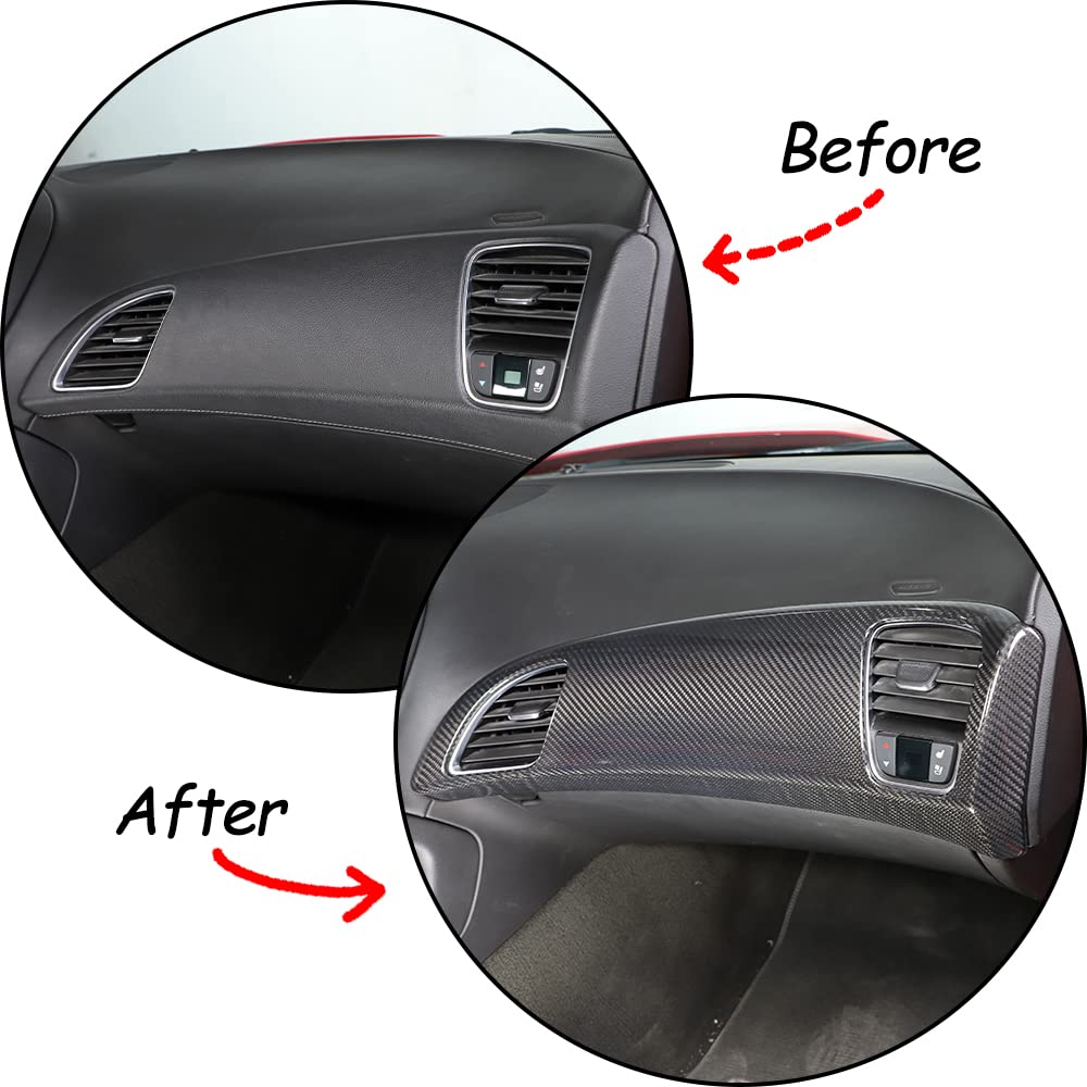 Premium ABS Chrome & Real Carbon Fiber Dashboard Panel Cover for Chevrolet Corvette C7 (2014-2019) - Interior Car Accessories Upgrade for Stylish Protection & Luxury Look