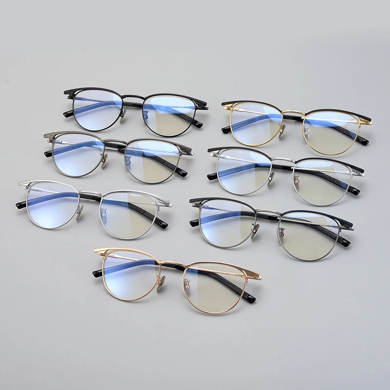 Aimee Unisex Full Rim Brow Line Oval Titanium Eyeglasses 19155 - Lightweight Durable Frame for Men & Women - Perfect for Reading, Working & Fashion Accessories