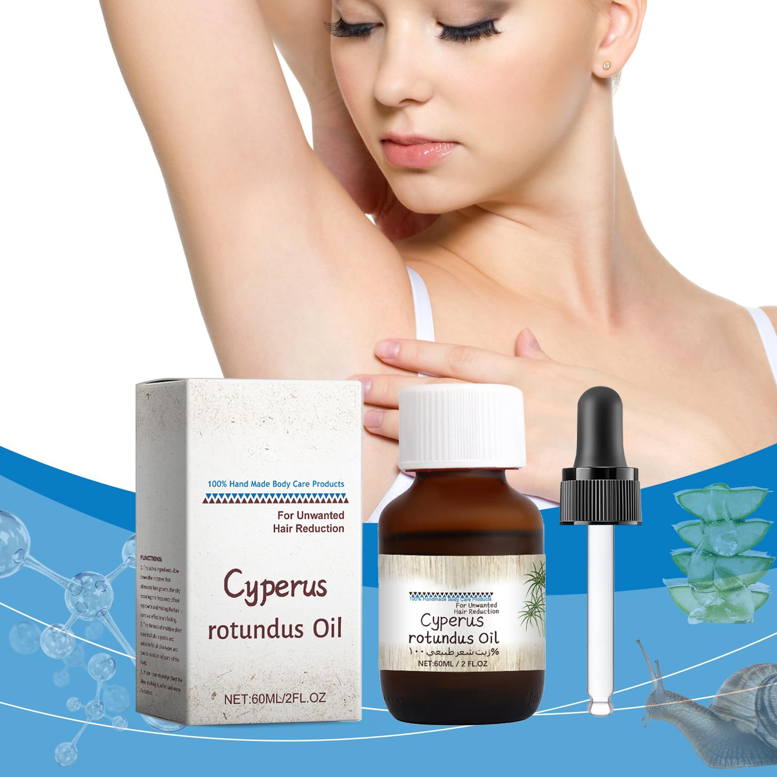 Organic Cyperus Rotundus Oil for Hair Removal & Skin Care - Natural Topical Cyprus Rotundus Oil for Smooth Skin After Shaving (1 Pack) - Perfect for Post-Shave Soothing & At-Home Hair Removal Treatments