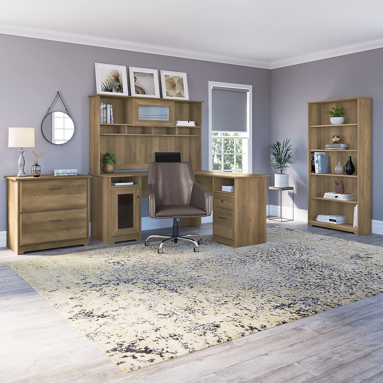 Bush Furniture Cabot 60W Reclaimed Pine Desk Hutch - Home Office Organizer with Storage Shelves for Books, Decor & Office Supplies | Perfect for Small Spaces & Workstations