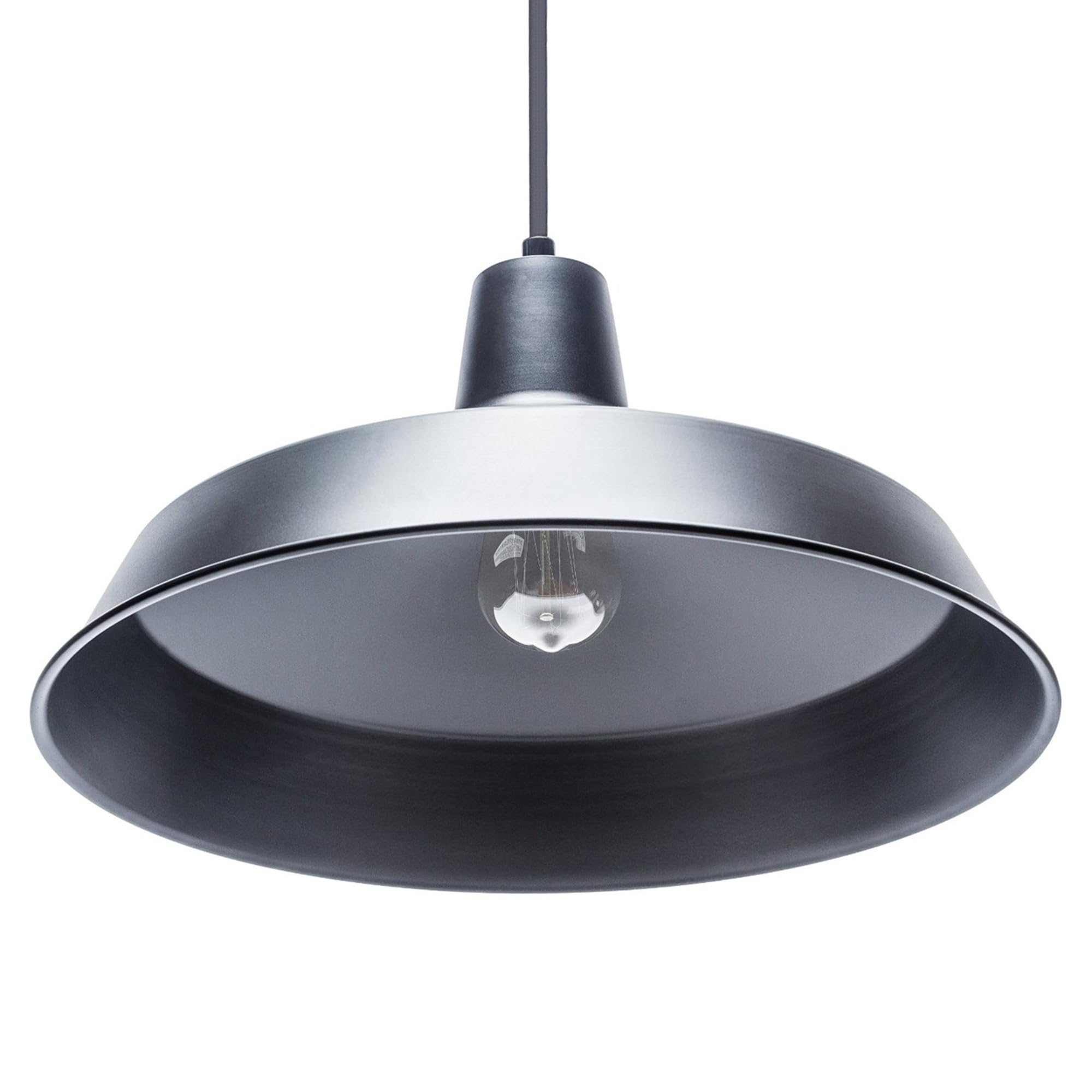 Globe Electric 65151 15ft Black Cord Plug-in Pendant Light with In-Line On/Off Switch - Matte Black Hanging Lamp for Kitchen Island, Dining Room, or Bedroom Ceiling Lighting