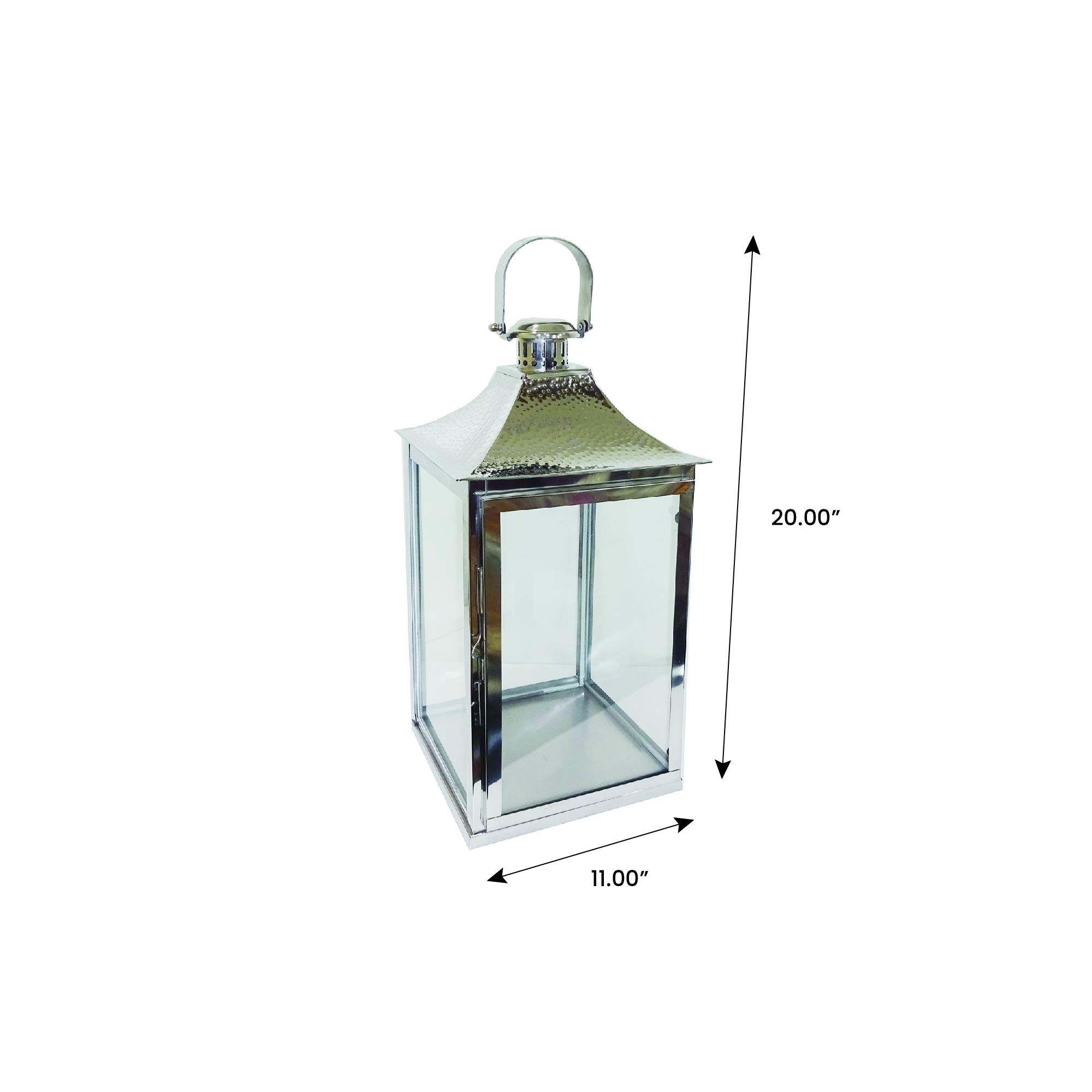 Decozen Large Glass Candle Lantern Stand in Antique Brass Finish - Rustic Farmhouse Decor for Home, Patio, Dining, Living Room, Bedroom & Office | Perfect for Wedding Centerpieces, Console Table Decor and Cozy Ambiance