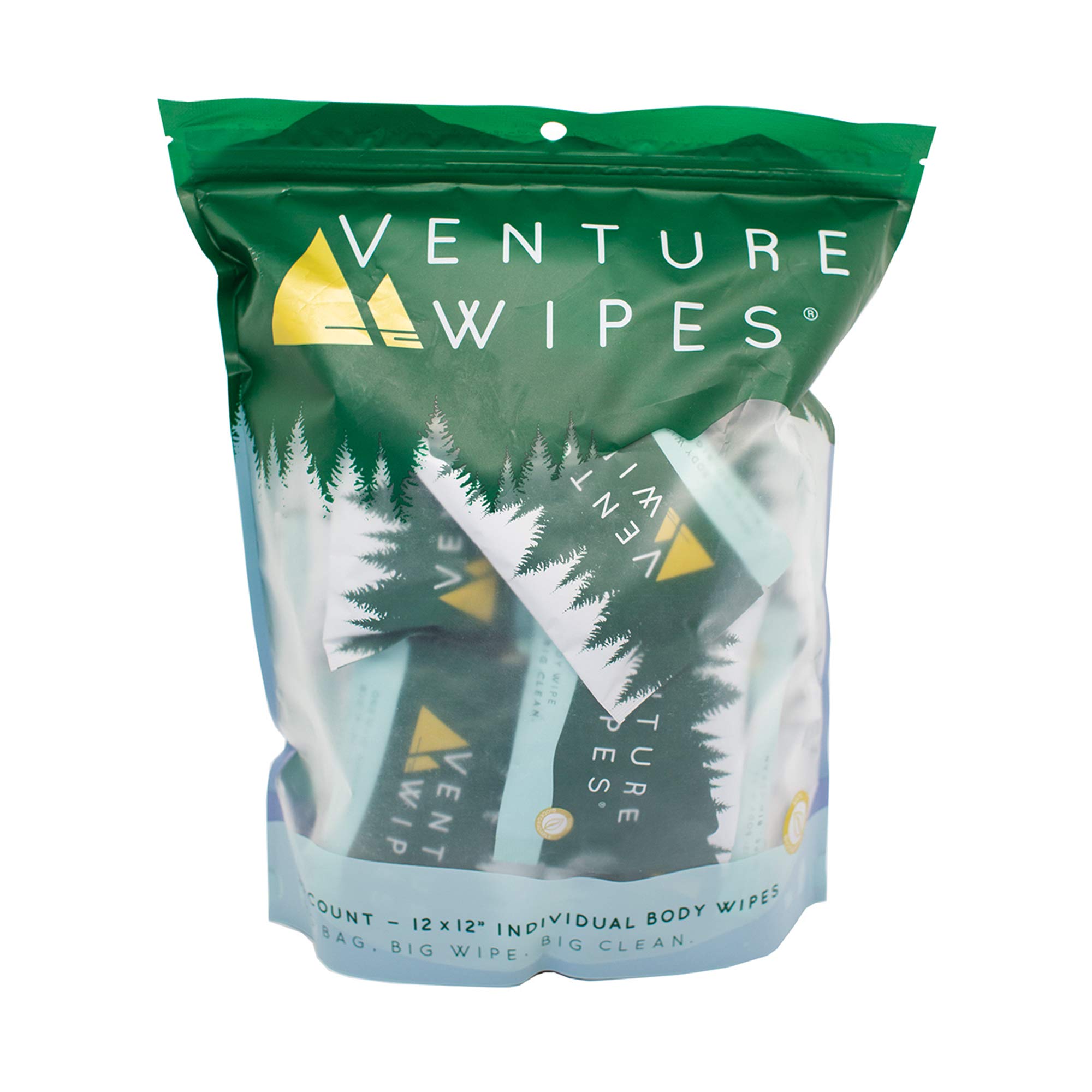 Venture Wipes Tea Tree Oil Body Wipes for Adults - Biodegradable Cleansing Wipes with Aloe & Vitamin E - Individually Wrapped Camping & Travel Essentials - 25 Count Pack - Perfect for Hiking, Gym, Outdoor Adventures & On-the-Go Hygiene