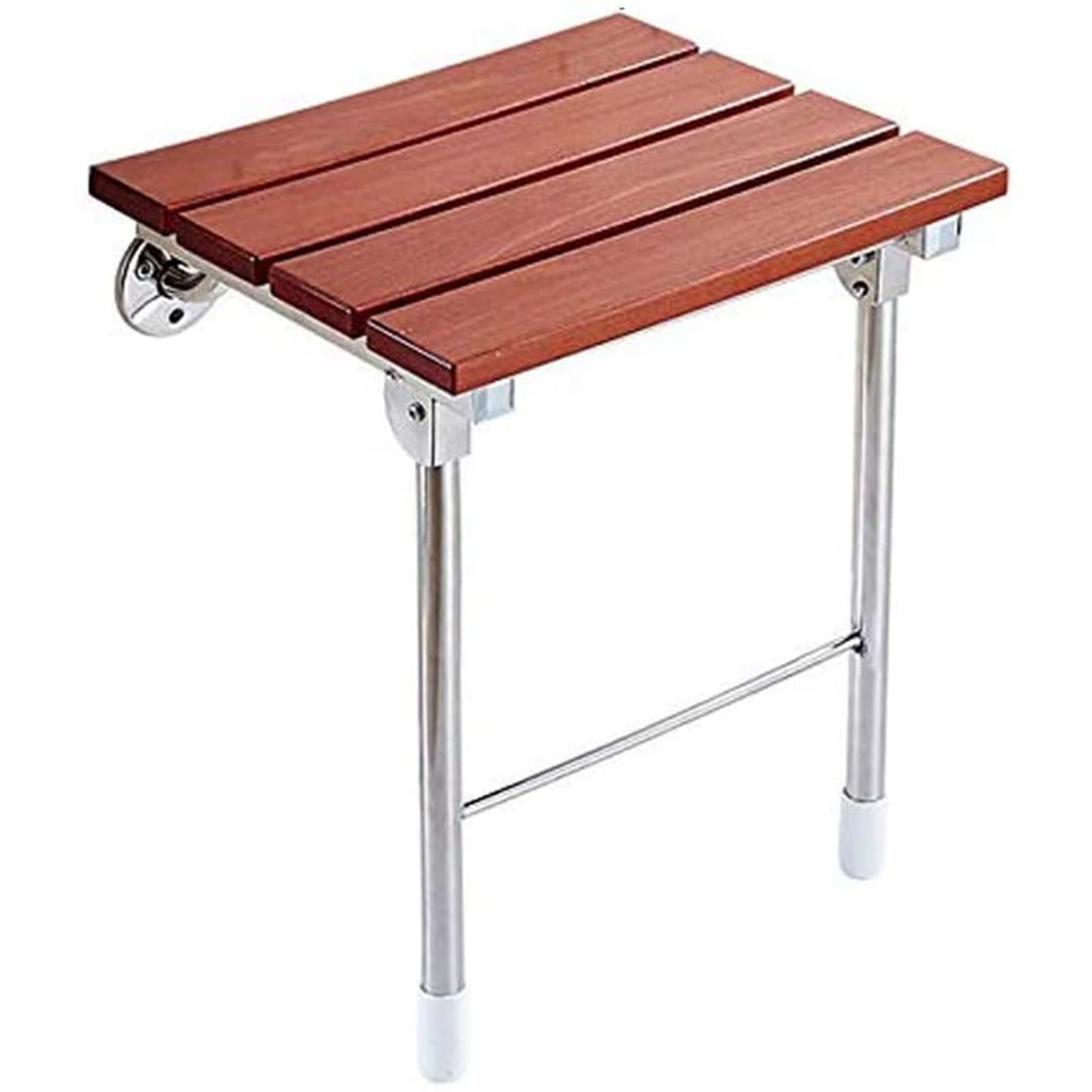 **Wall Mounted Wooden Shower Stool - Folding Bathroom Bathtub Safety Chair with Support Legs for Elderly, Pregnant & Disabled - 350 lbs Weight Capacity - Perfect for Safe Showering & Bathing**