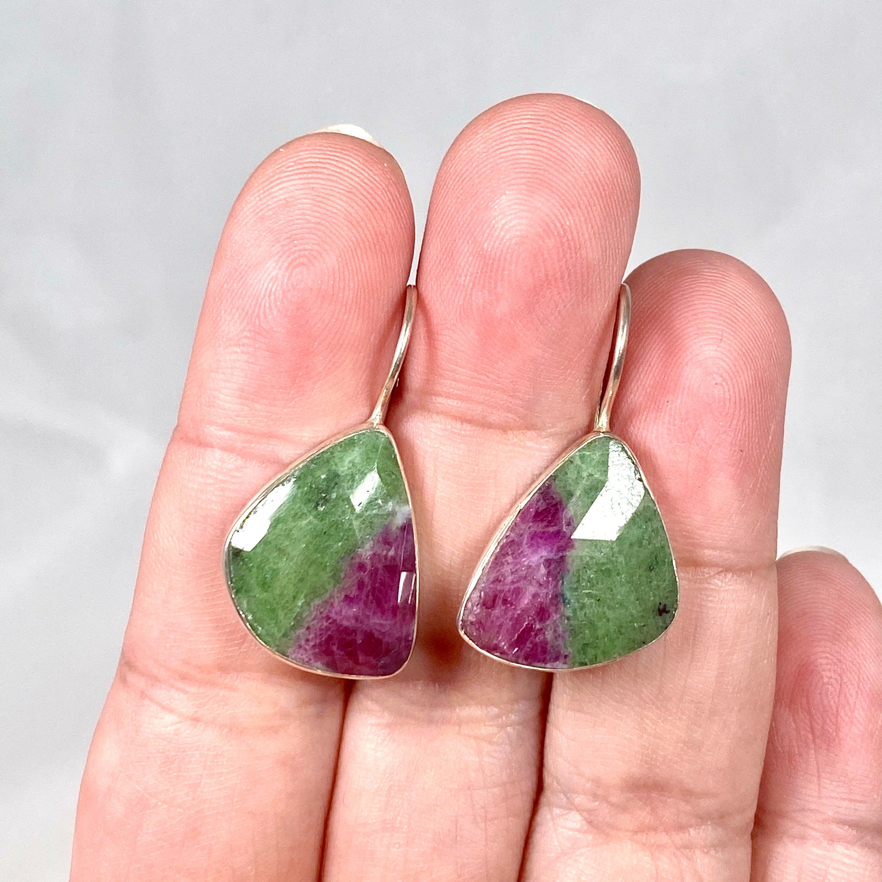 Ruby in Zoisite Faceted Teardrop Earrings with Fixed Hook - Elegant Handmade Jewelry for Women, Perfect for Parties, Weddings & Special Occasions - KEGJ1117