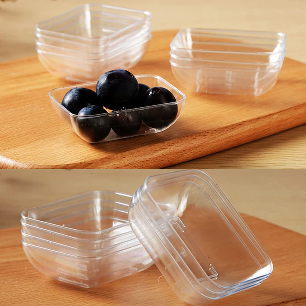 30-Pack Clear Plastic Disposable Sauce Cups - Rectangle Dipping Bowls for Soy Sauce, Condiments & Soups - Perfect for Home, Restaurants & Party Catering Supplies