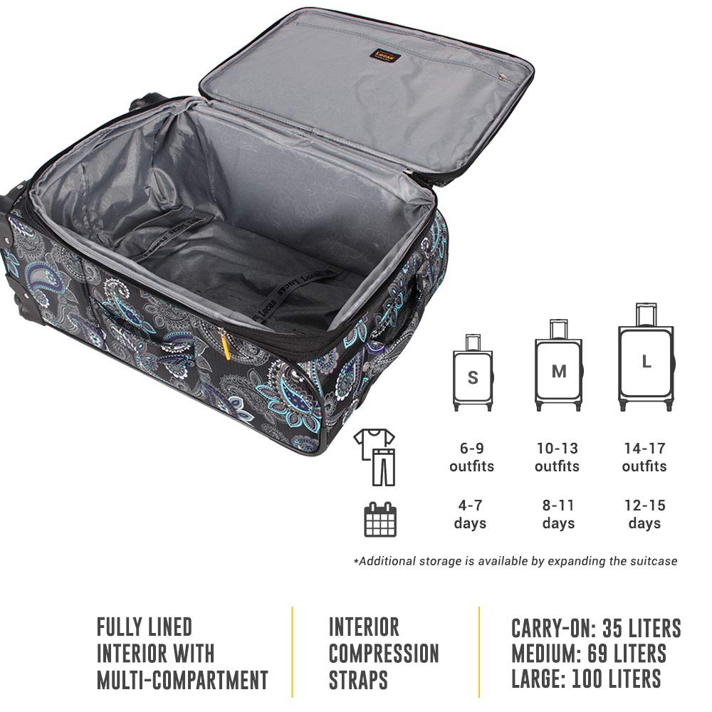 LUCAS 3-Piece Expandable Softside Spinner Luggage Set - Ultra Lightweight 20