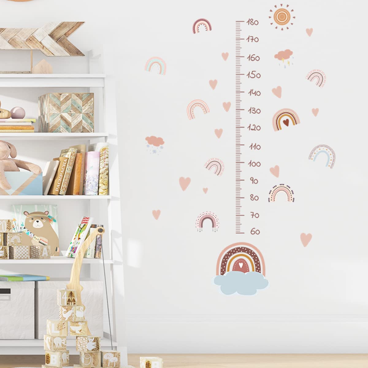 Baby Growth Height Chart - Rainbow Wall Stickers for Nursery & Kids Room | Peel & Stick Wall Decals for Measuring Child's Height - Perfect for Home, Daycare & Playroom Decor