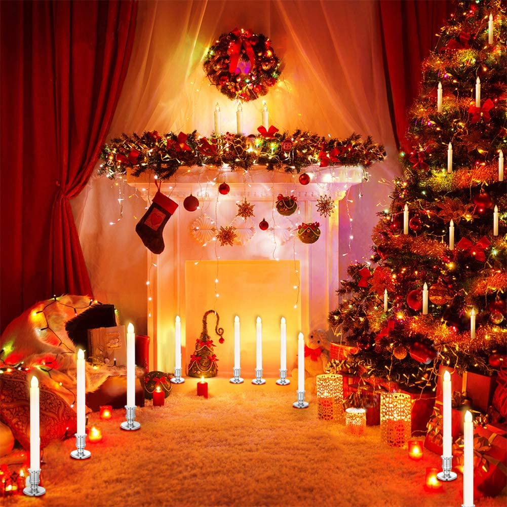 YAUNGEL 20 Pack LED Window Candles - Battery Operated Christmas Candles with Remote Timer & Suction Cups - Silver Electric Candle Lights for Holiday Decor - Perfect for Christmas, Winter, and Home Decoration