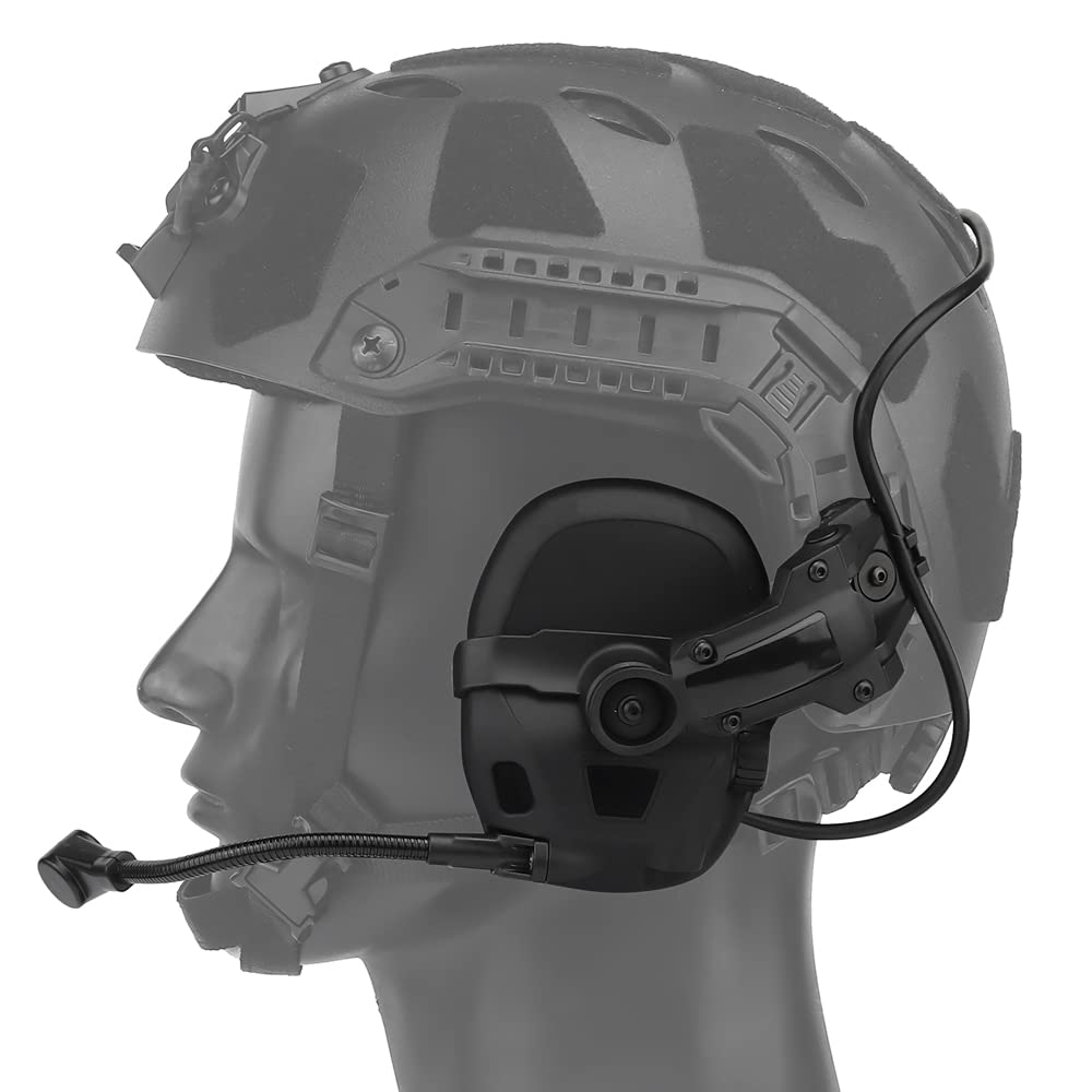 Tactical Headset for Hunting & Shooting - Noise Cancelling Headphones Compatible with OPS Core ARC & Wendy Helmets - 2-in-1 GEN 6 Head Mounted Communication System for Military, Airsoft & Outdoor Adventures