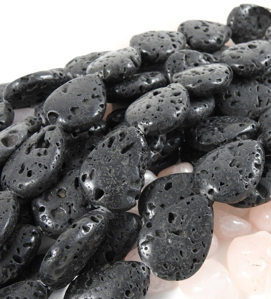 Premium Black Lava Stone Beads Strand - Natural Volcanic Rock Beads for Jewelry Making, Aromatherapy & Essential Oil Diffuser Bracelets - Perfect for DIY, Meditation & Stress Relief