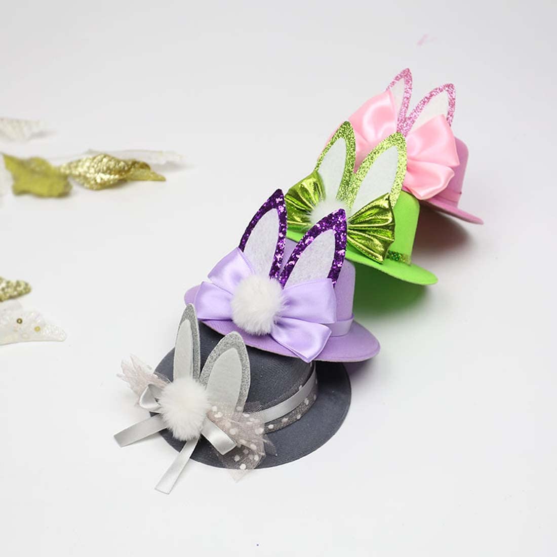 Easter Bunny Ear Hair Clips for Women & Girls - Cute Green Hair Accessories for Easter Day, Spring Parties & Festive Celebrations