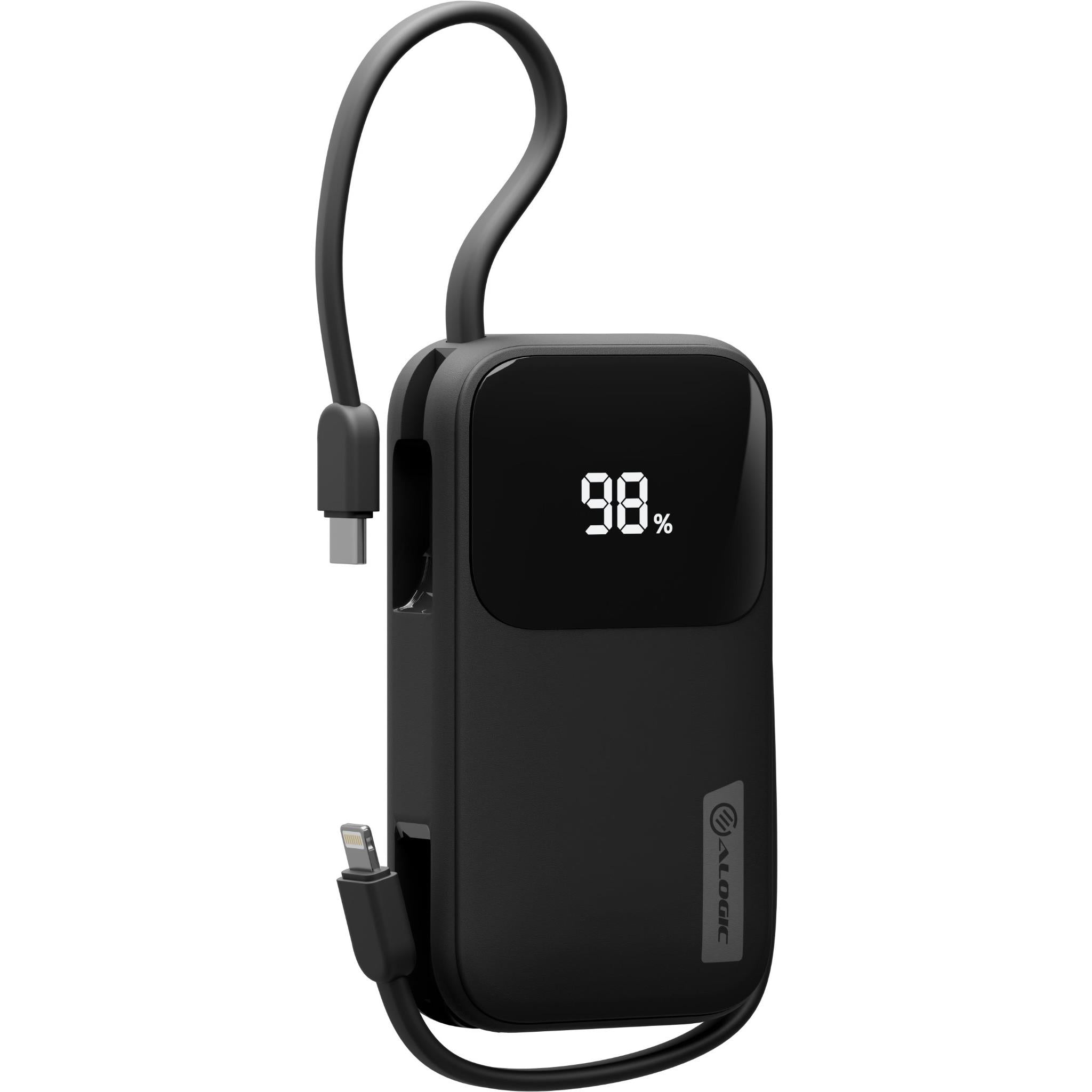 ALOGIC 10K 20W Fast Charging Power Bank with USB-C & Lightning Ports - Portable Charger for iPhone, Android, AirPods - Perfect for Travel, Camping & Emergency Backup (Black)