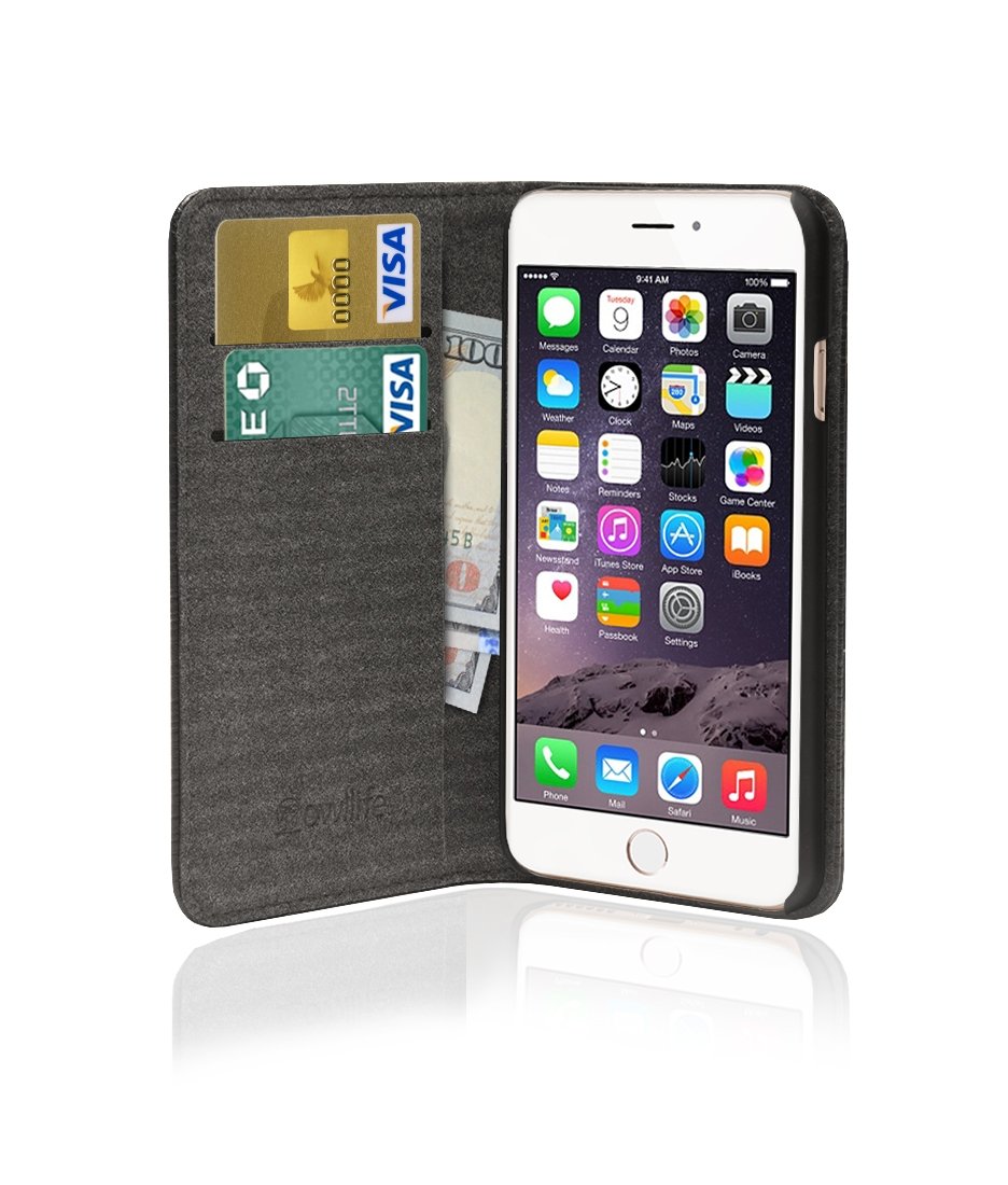 Classic Slim Wallet Case for iPhone 6/6S - Black | RFID Blocking | Ultra Thin Protective Cover | Perfect for Everyday Use & Travel