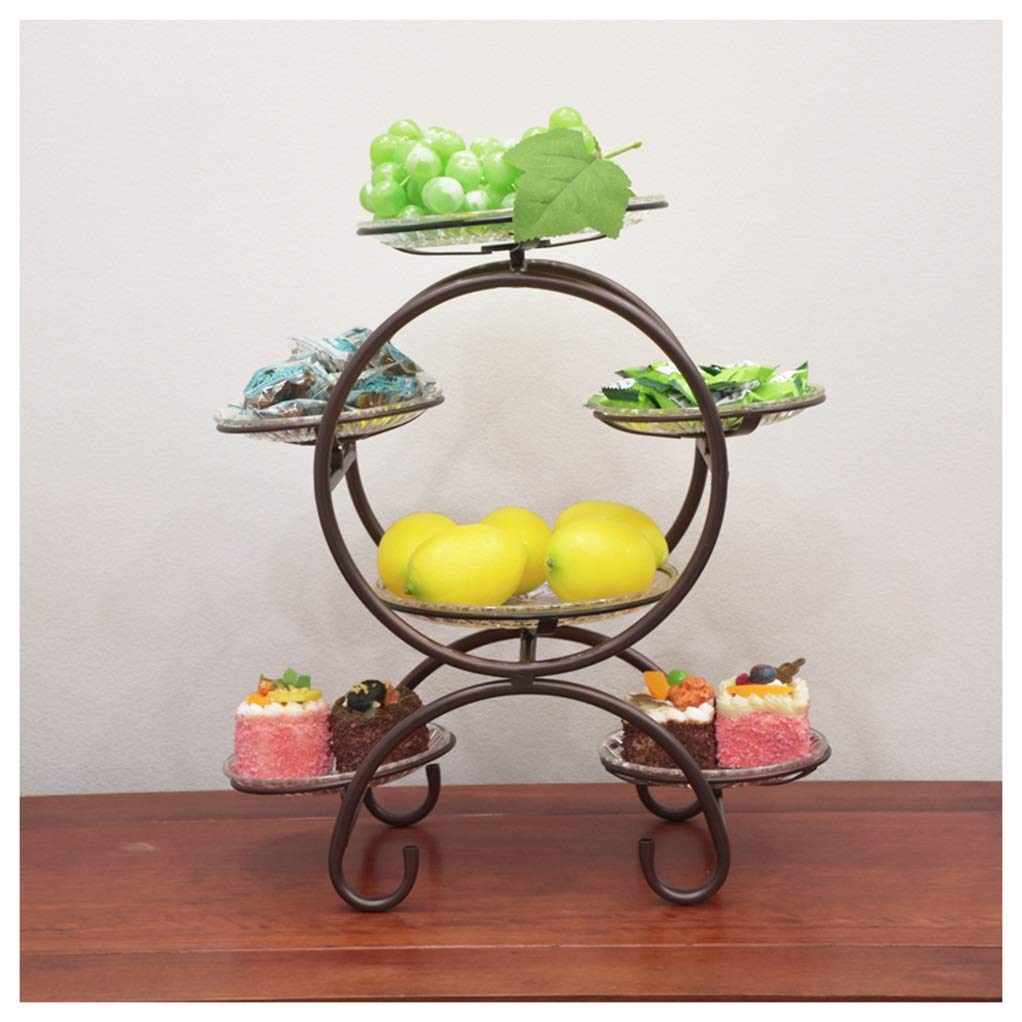 QTQHOME Brass Fruit Bowl Set - 3-Tier European Style Serving Tray for Fruits, Desserts, Snacks (24x20x41cm) - Perfect for Living Room Decor, Party Display & Kitchen Organization
