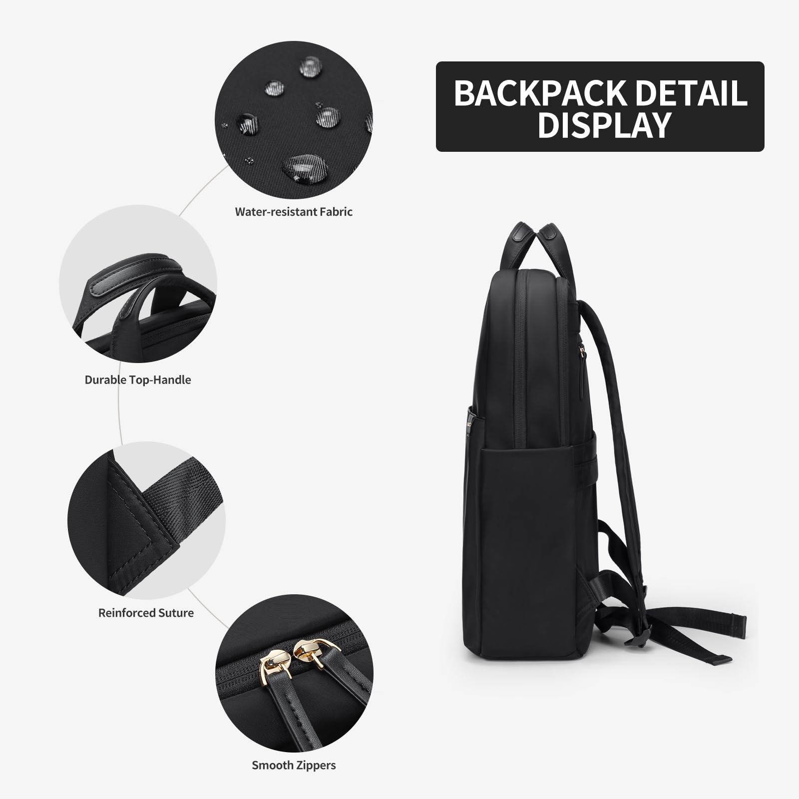 GOLF SUPAGS Anti-Theft Slim Travel Laptop Backpack for Women - Durable 17-Inch Business Computer Bag & College Bookbag - Perfect for Work, School & Commuting (Black)