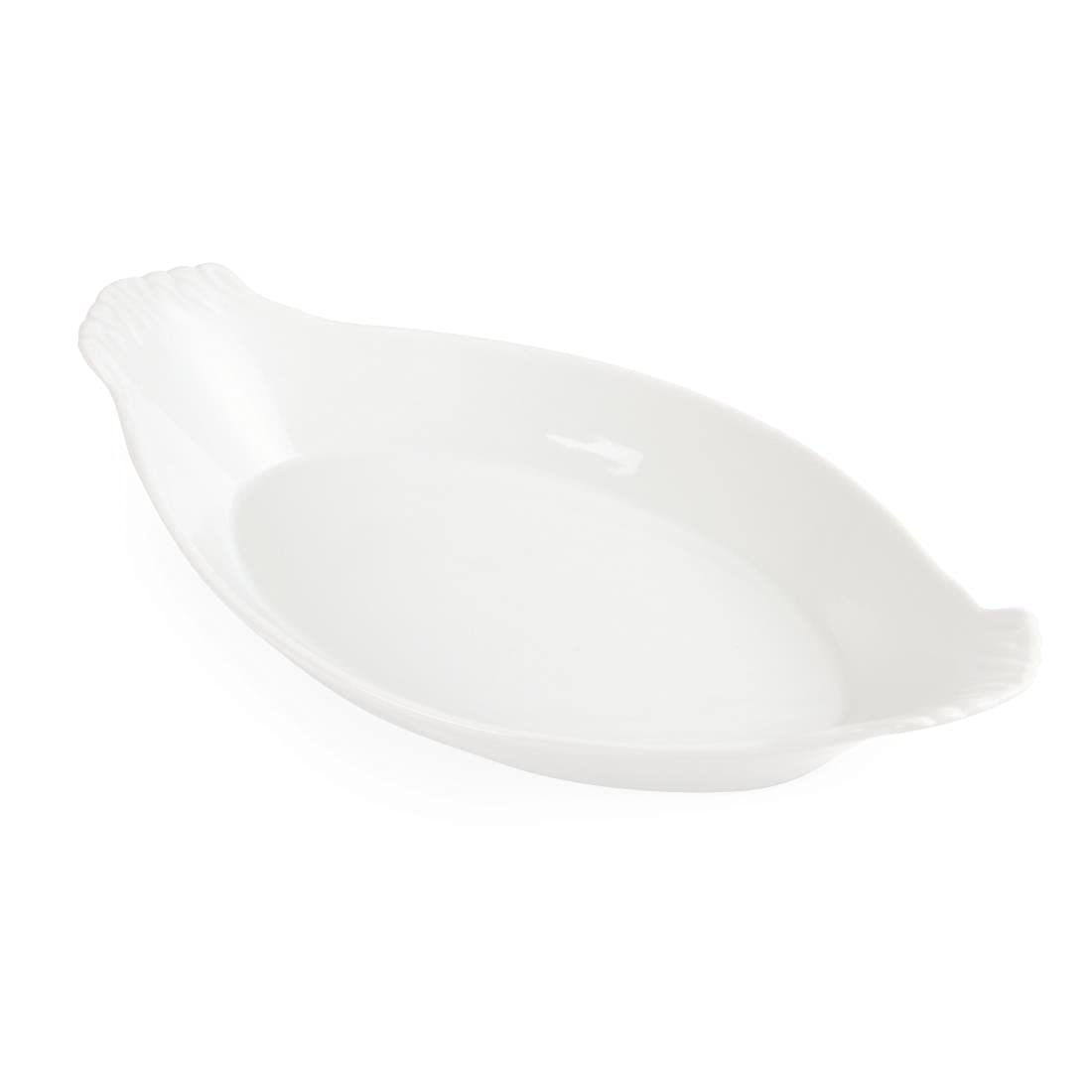 Premium 6-Piece White Porcelain Oval Serving Plates with Ears - 320x177mm - Elegant Dinnerware for Buffets, Parties & Formal Dining