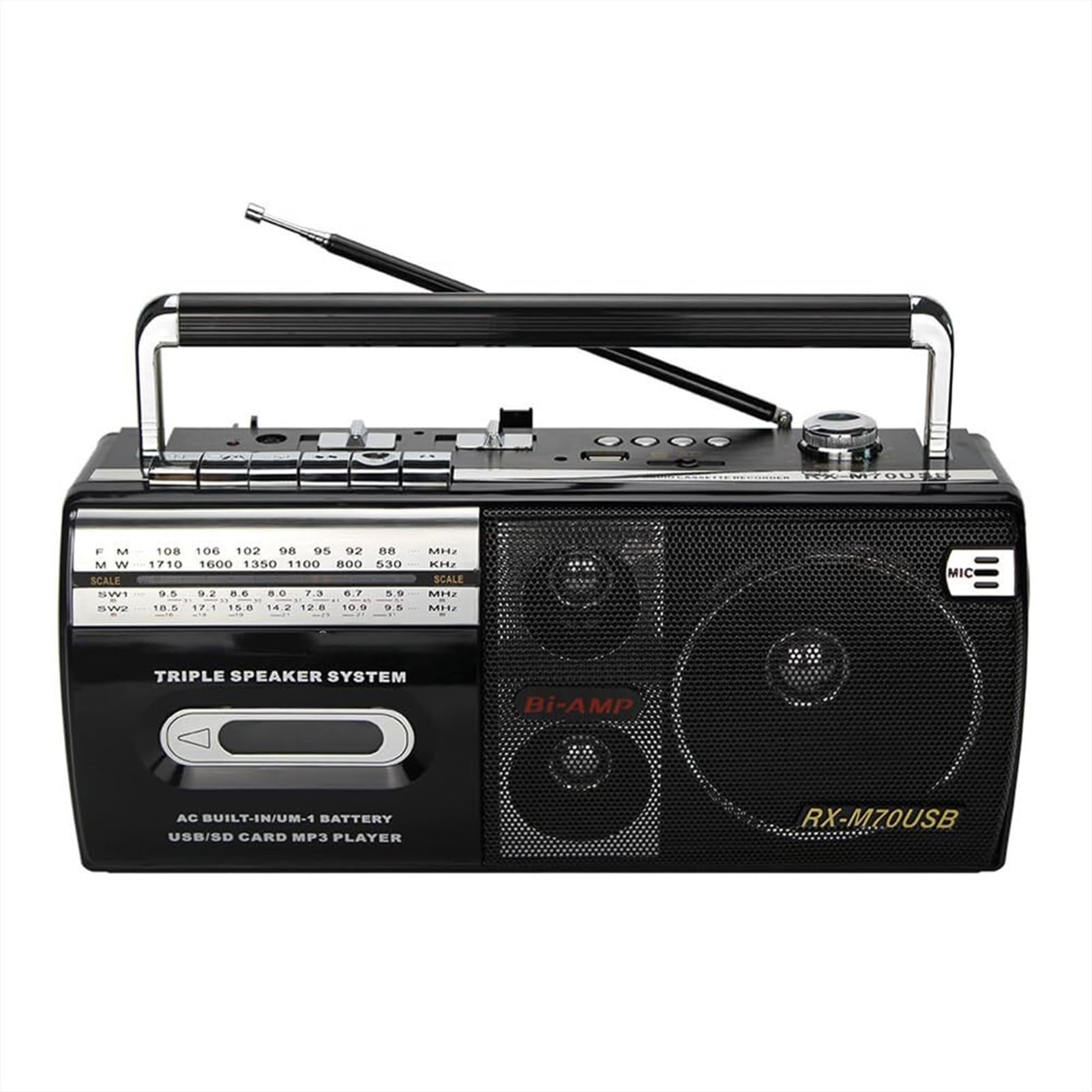 Vintage Retro Wireless Bluetooth Boombox - Portable AM/FM/SW Multiband Radio with MP3 Player & Cassette Tape Recorder | Perfect for Family Gatherings, Outdoor Parties & Home Entertainment