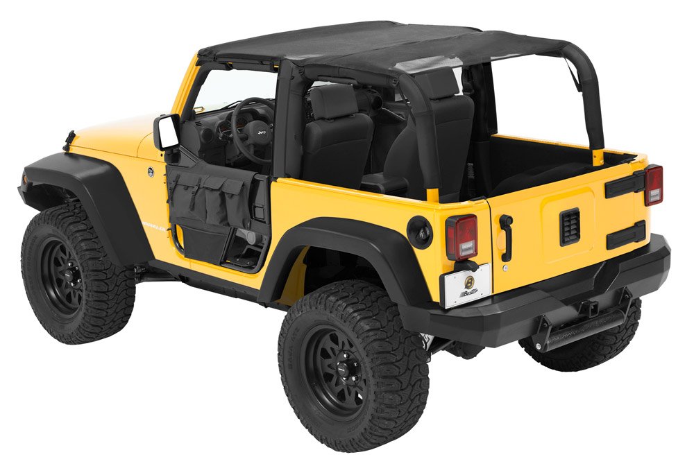 Bestop 5259311 Mesh Safari Bikini Top for 2010-2018 Jeep Wrangler JK 2 Door - Cable Style Design | UV Protection & Quick Installation | Perfect for Summer Off-Roading & Beach Adventures