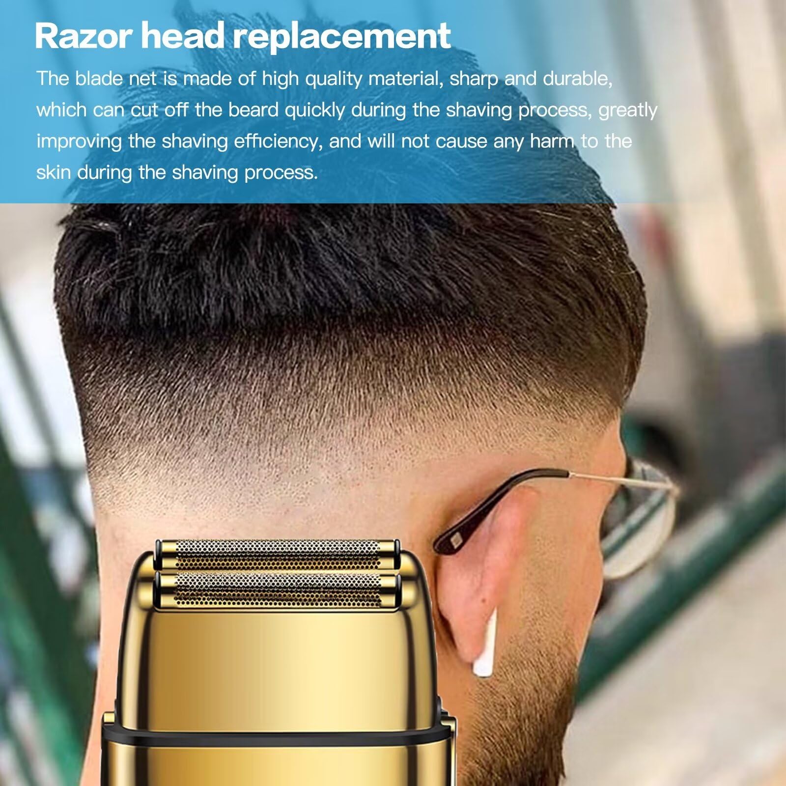 2 Pack Replacement Foil & Cutter for Barberology FXFS2 Electric Shaver - Gold Double Foil Replacement Head Compatible with BaByliss PRO Barberology Razors - Perfect for Professional Barbers & Home Grooming