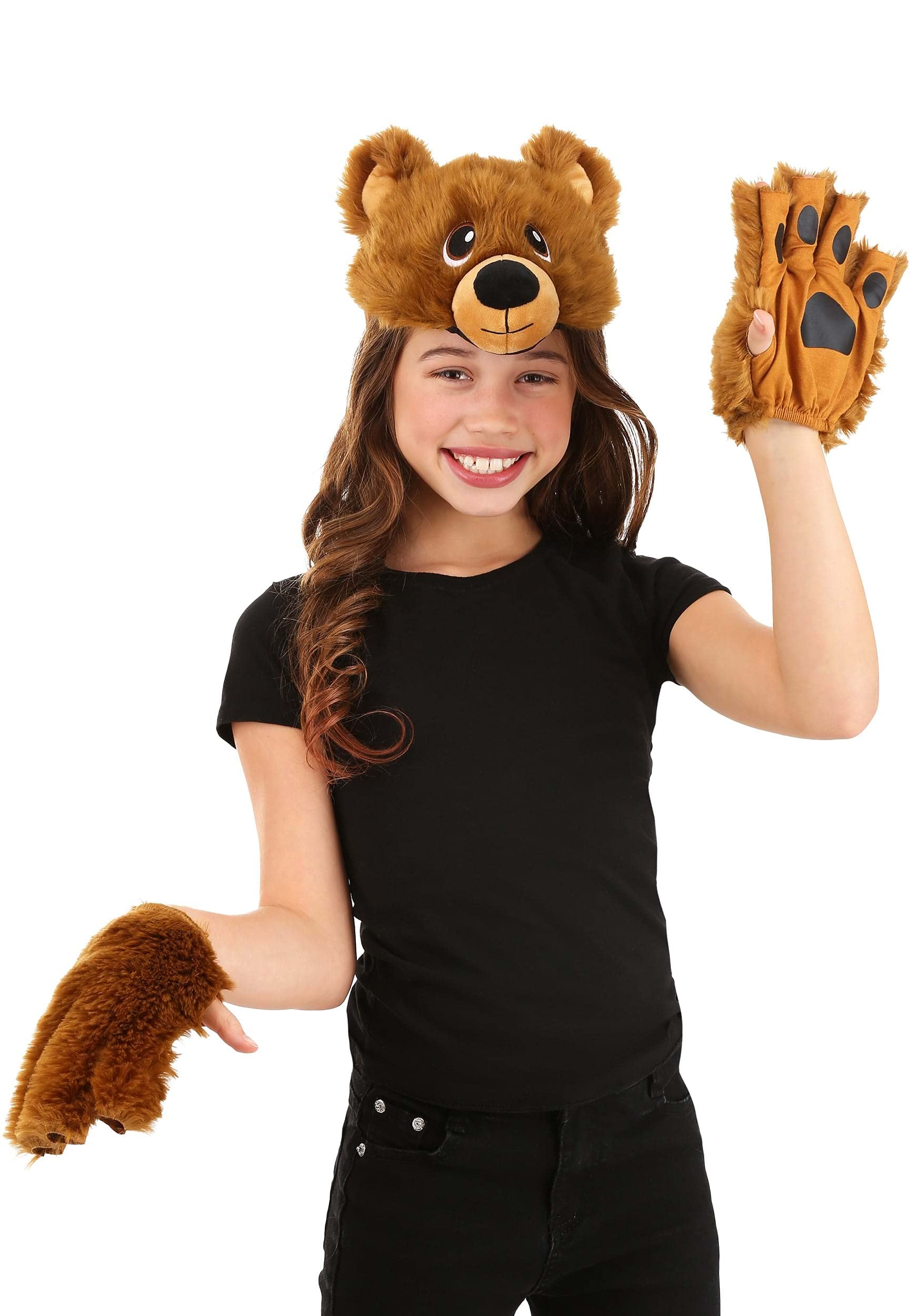 Soft Bear Plush Headband & Paws Costume Set for Adults & Kids - Perfect for Halloween, Cosplay & Themed Parties